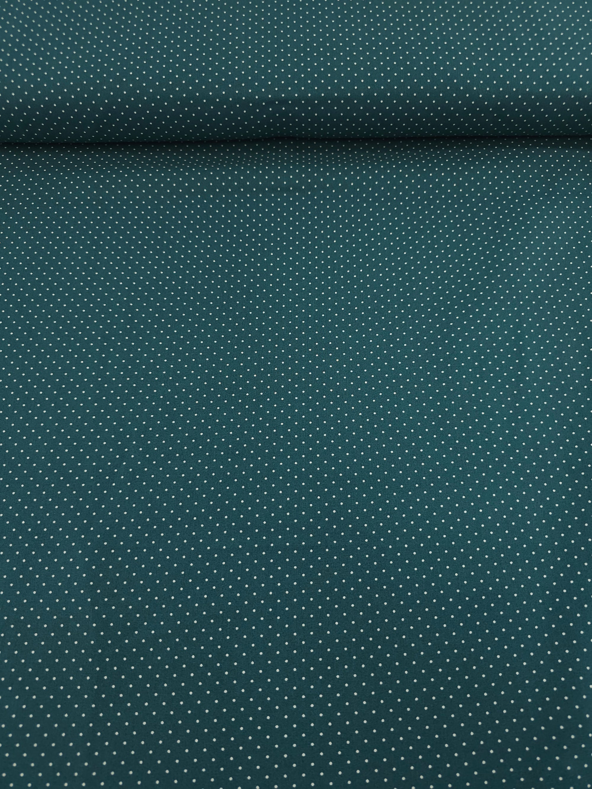 Deep Teal Micro Polka Dot 100% Cotton 60"