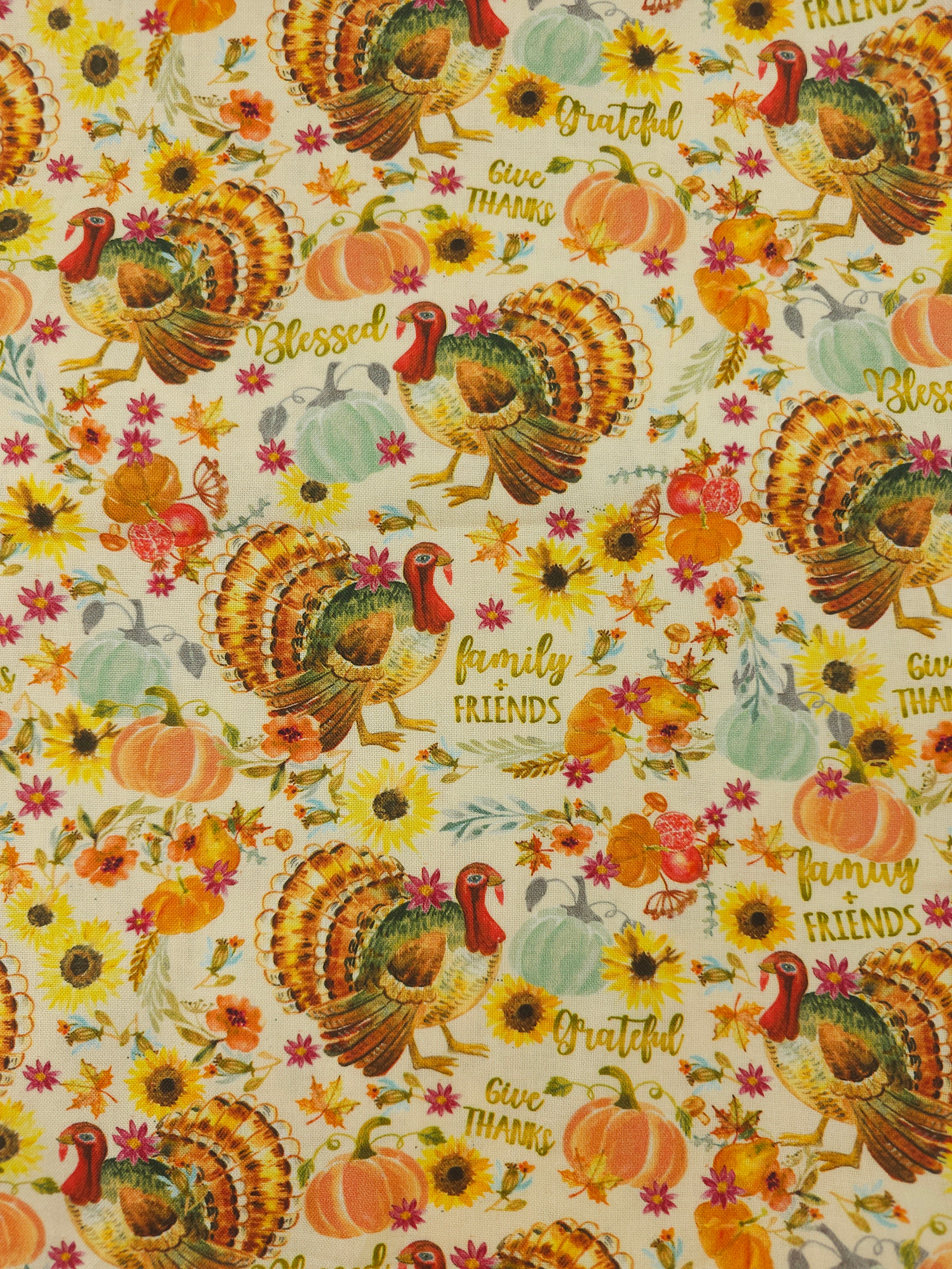 Festive turkey Cotton- 1.3m piece