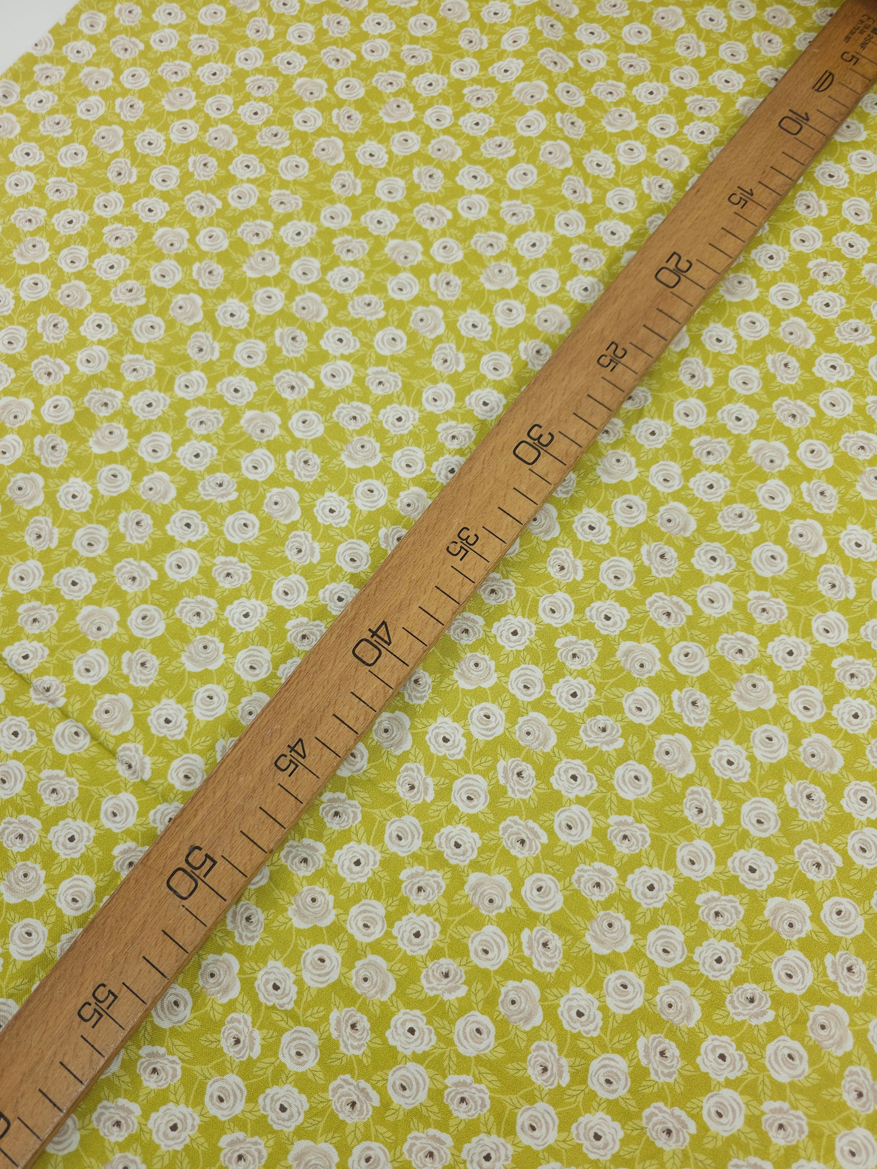 Warm Lime Floral Garden 100% Cotton