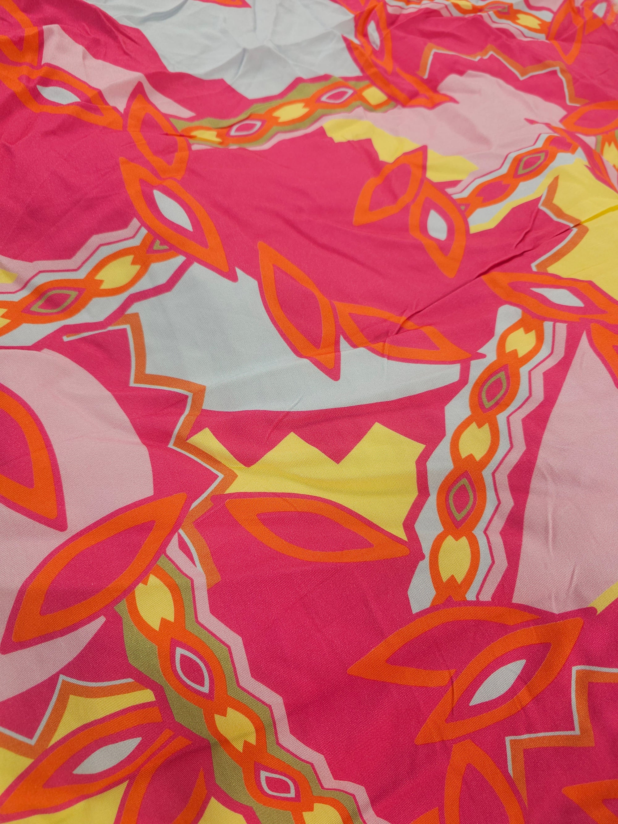 Neon pink yellow design Viscose- 4.5m piece