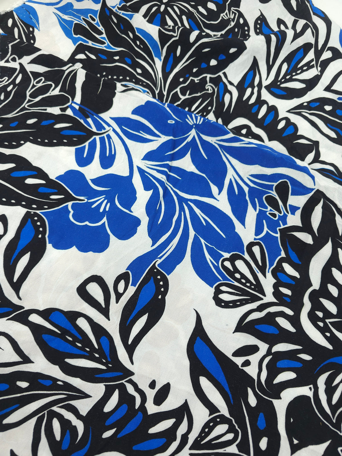 Black and blue floral Viscose- 3m piece