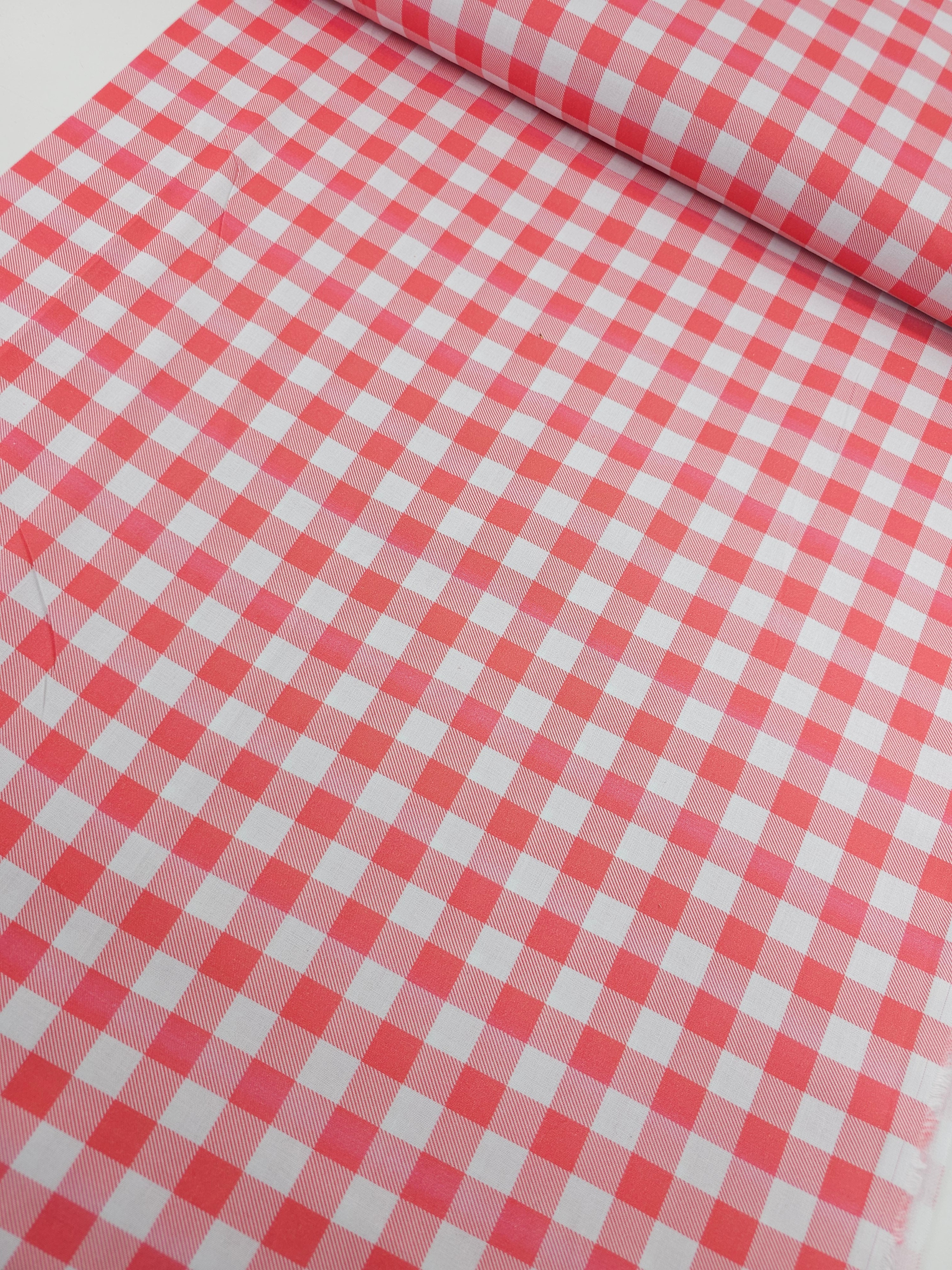 Pinky Coral Gingham 100% Cotton