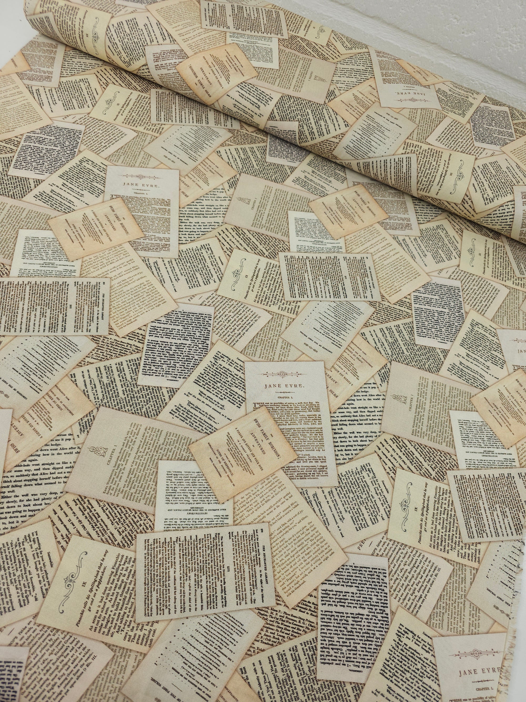 Vintage Story Pages 100% Cotton 106" - Robert Kaufman *EXTRA WIDE*