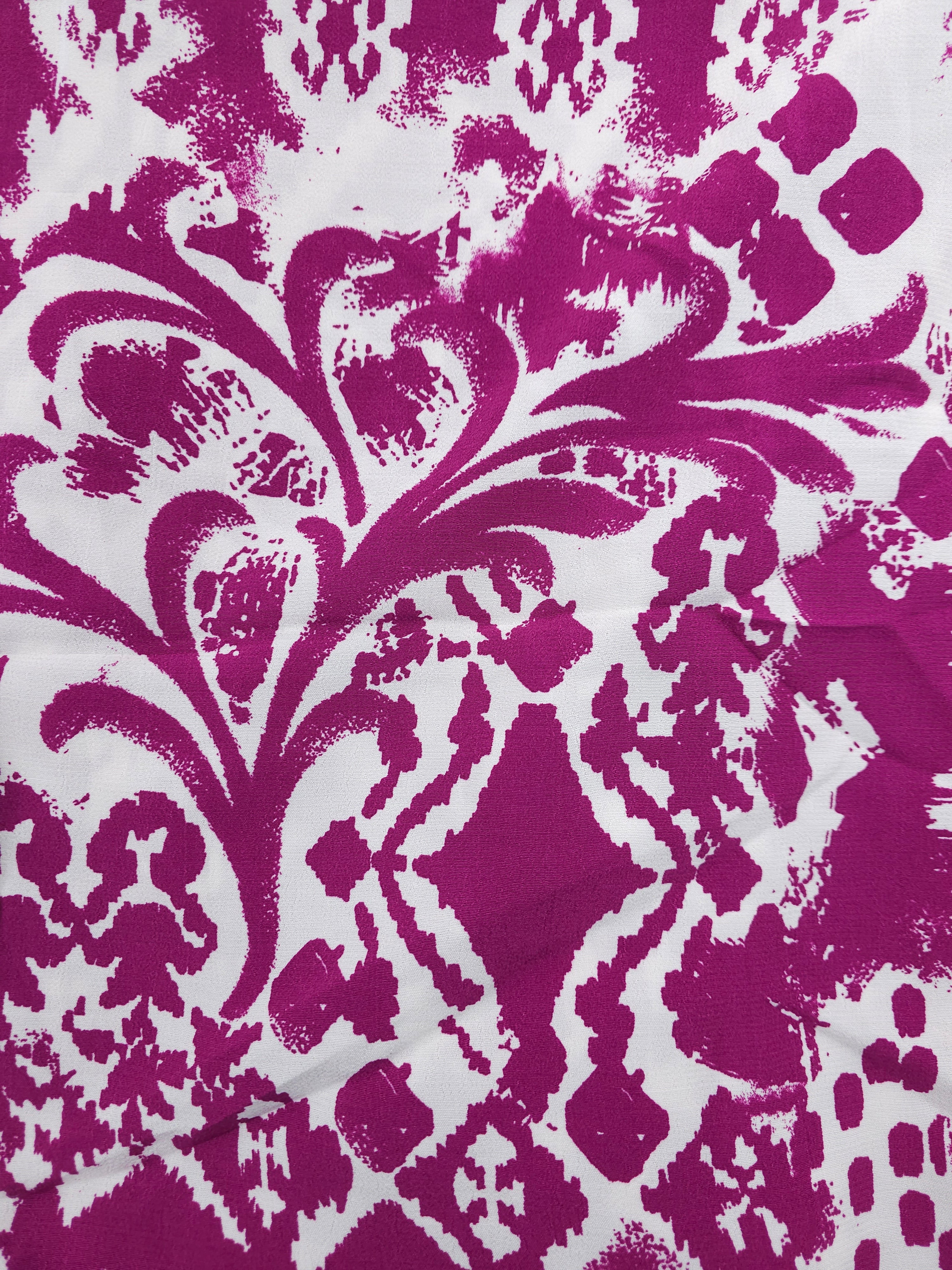 Magenta irregular Damask Viscose Crepe (Defect) - 1.7m Piece