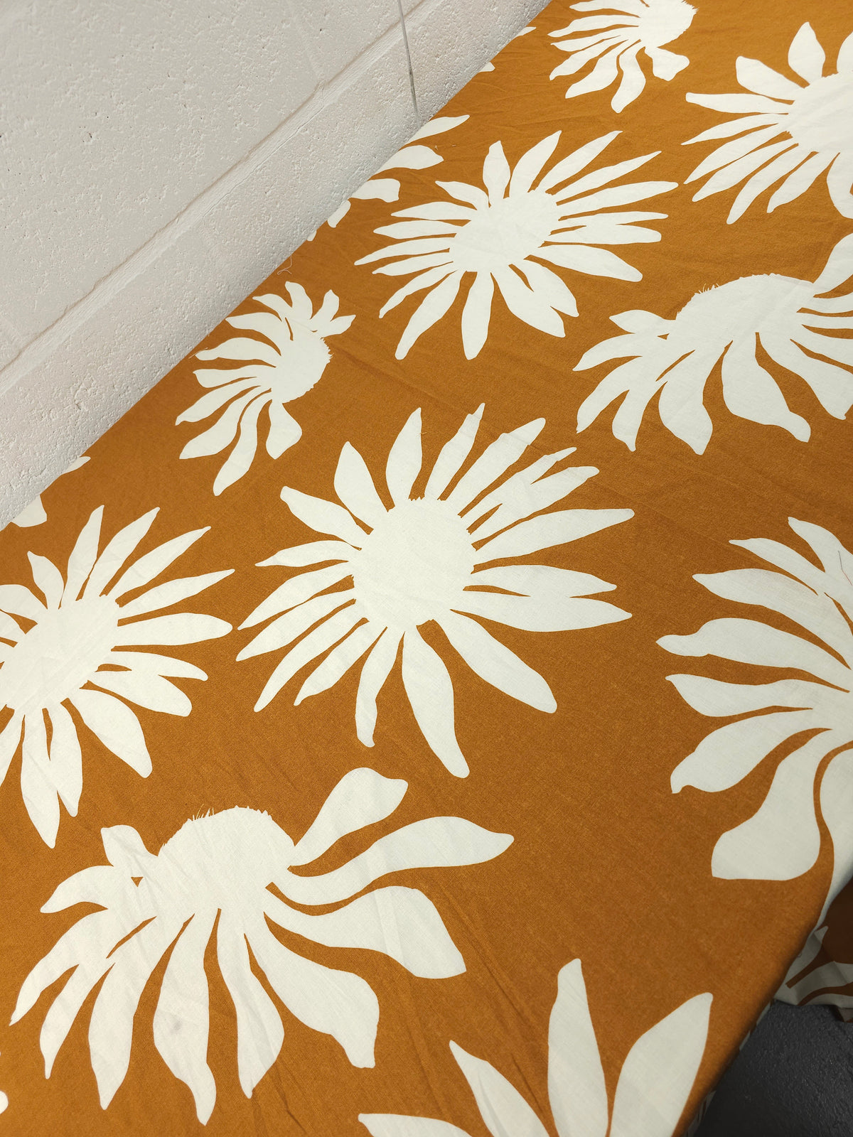 Cinnamon Orange Large Sunflower Viscose Linen