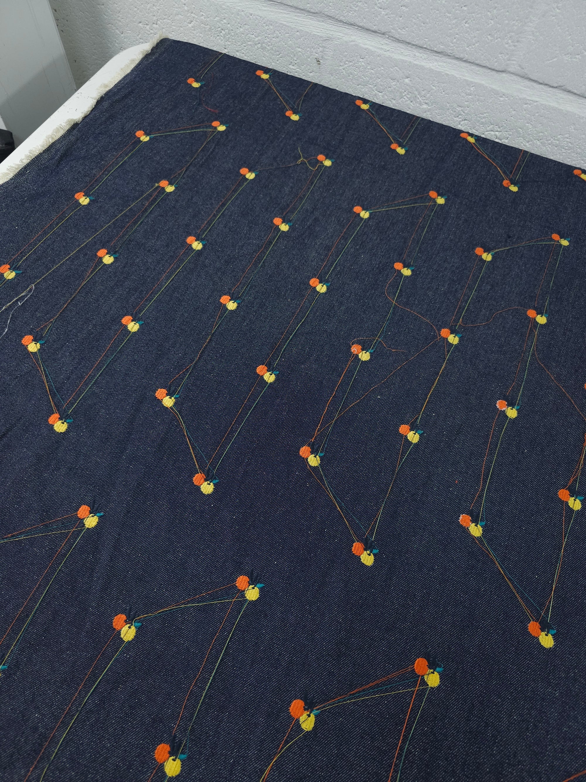 Lemon/Orange Embroidered Denim