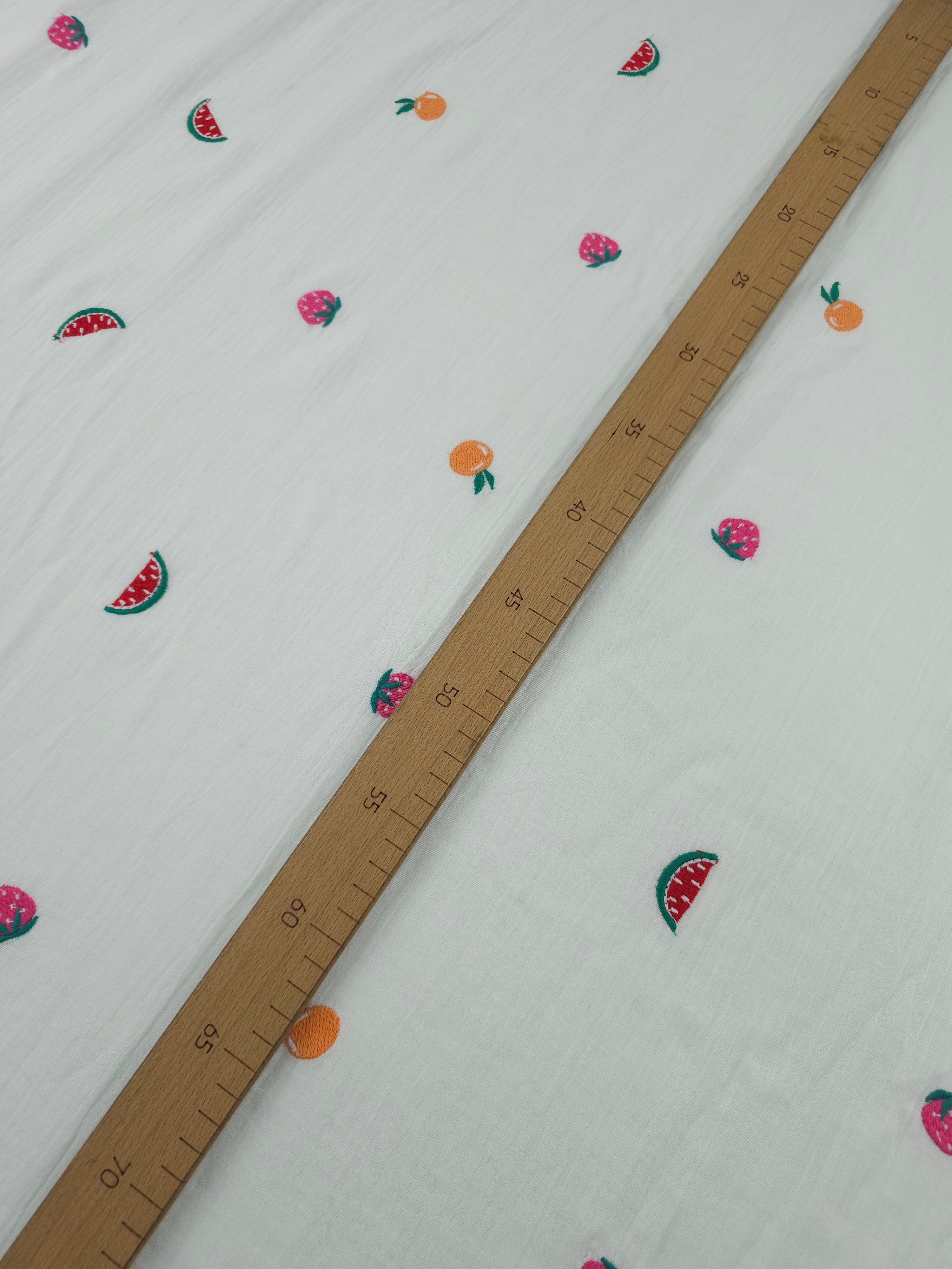 Summer Fruits Double Gauze Broderie Anglaise