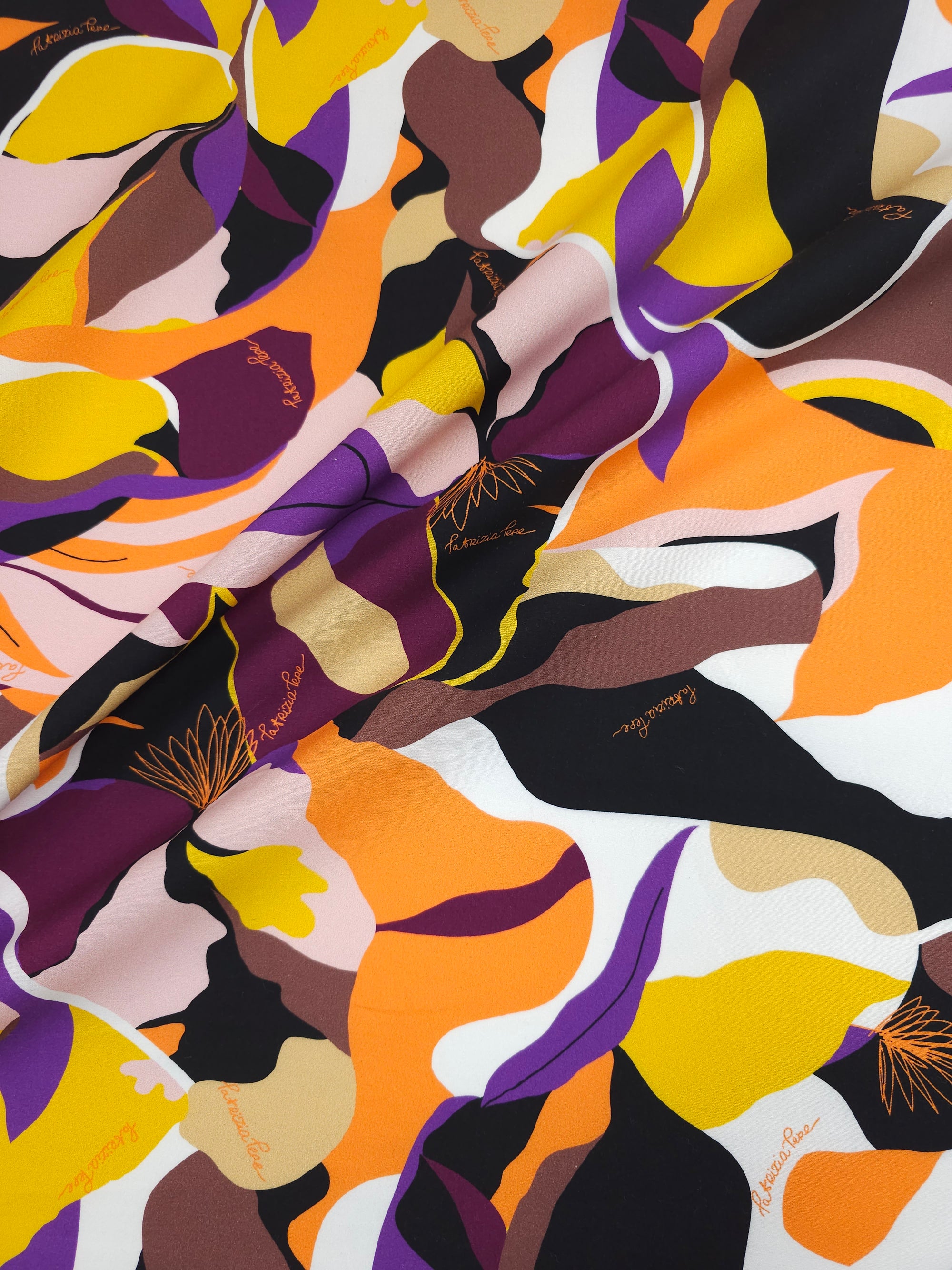 Purple/Orange Abstract Shapes Lightweight Cotton