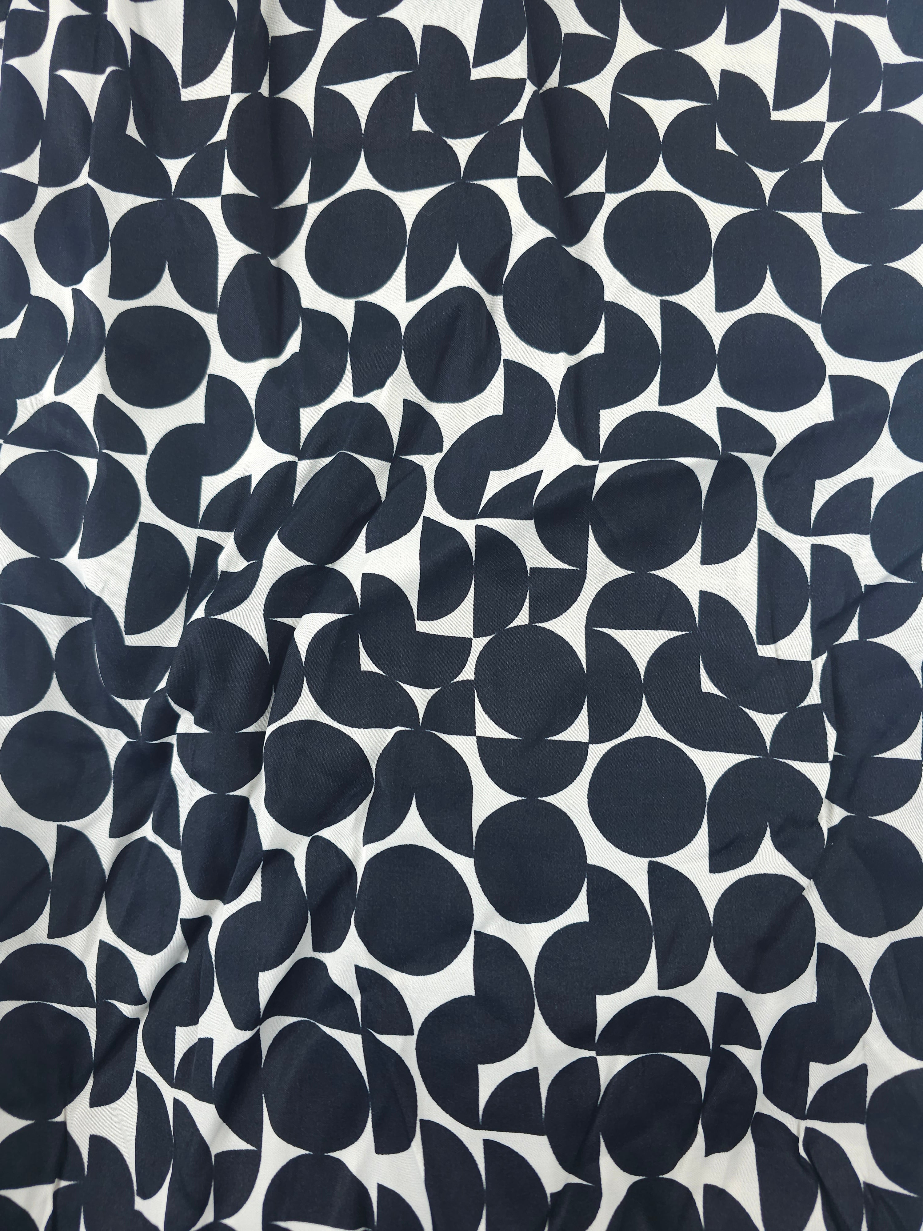 Black circle design Viscose sateen- 2m piece