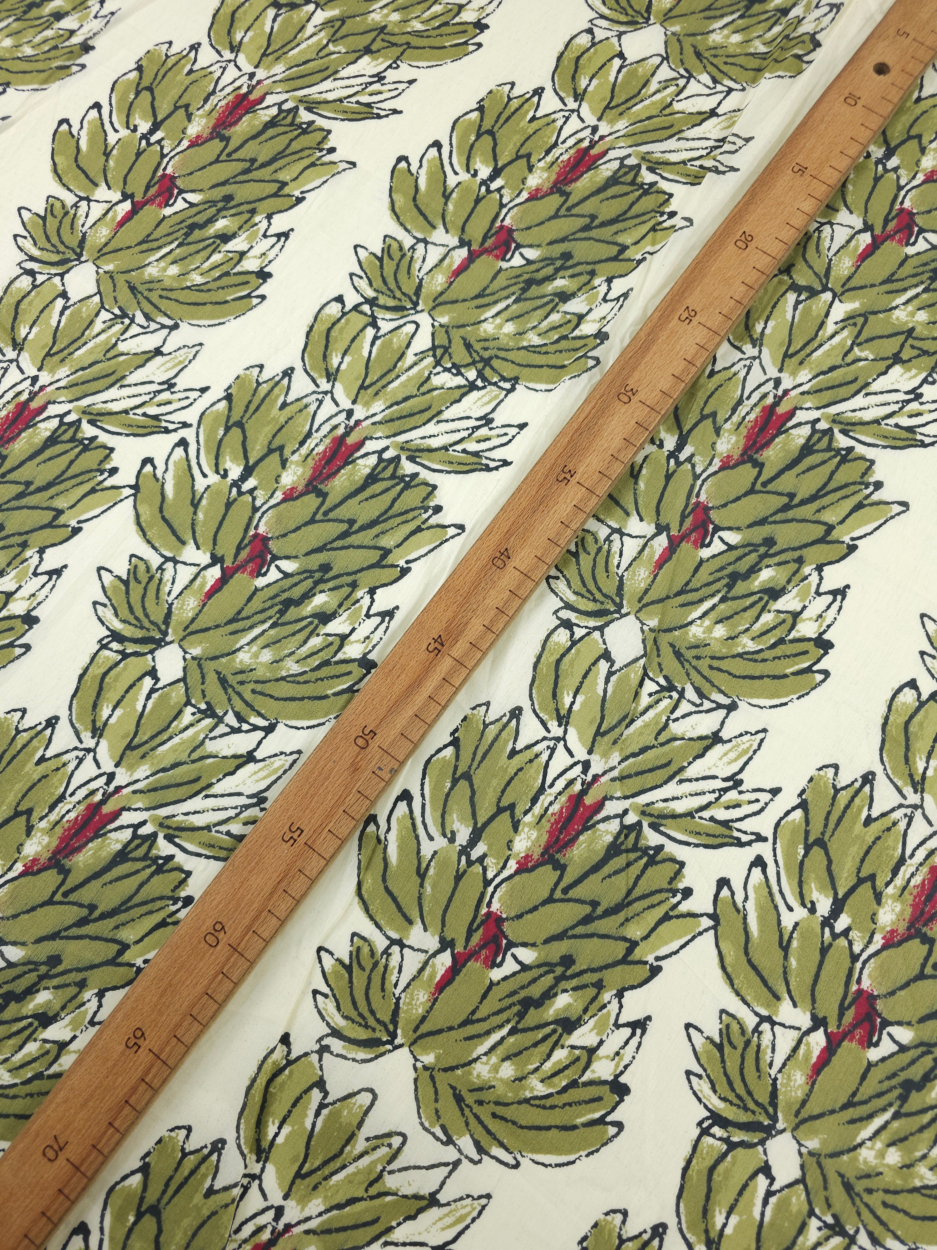 Olive Leaf Strand Stripe Cambric Cotton