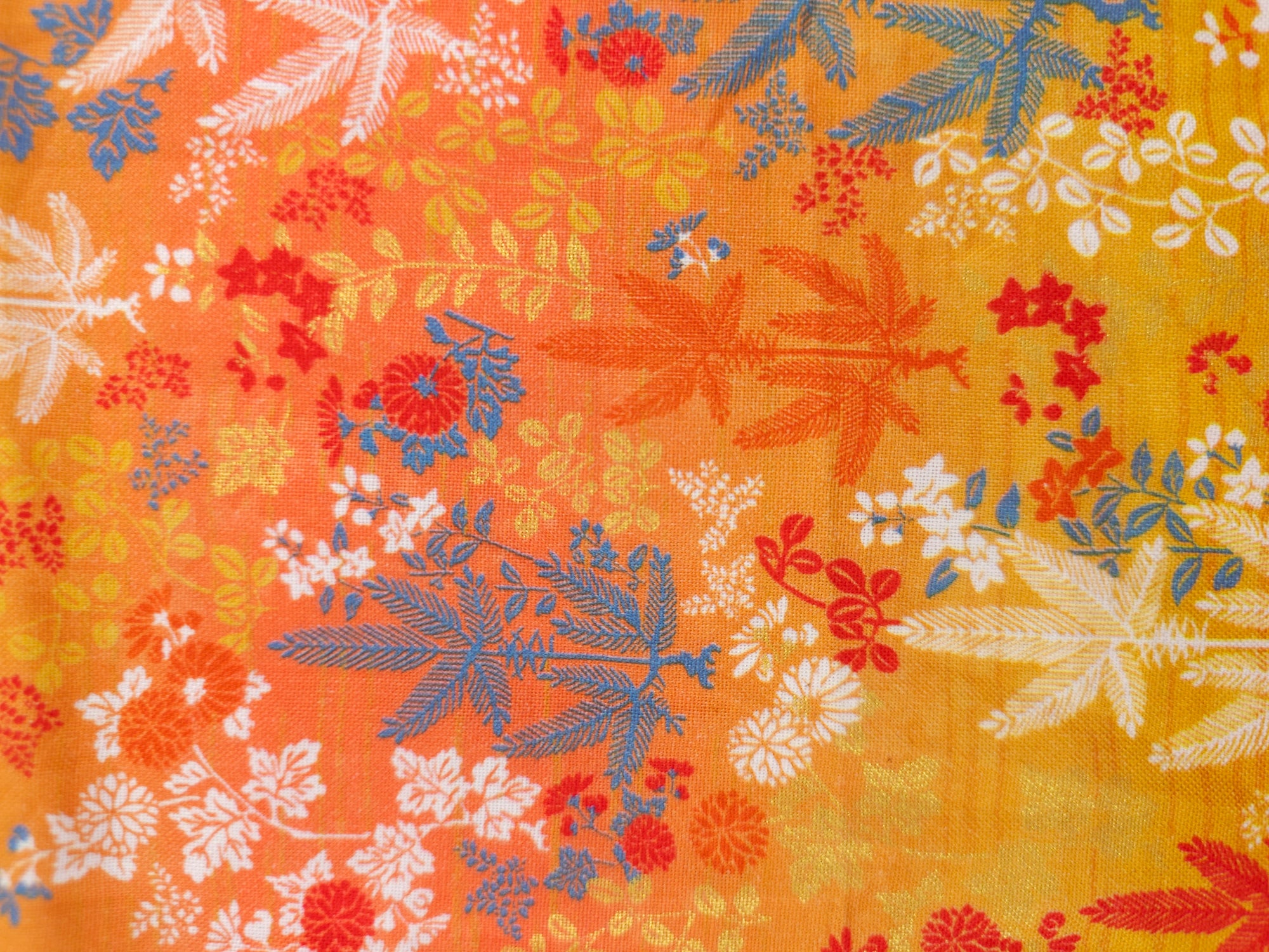Orange Sunset Hemp Leaf 100% Cotton - 1.60m Piece