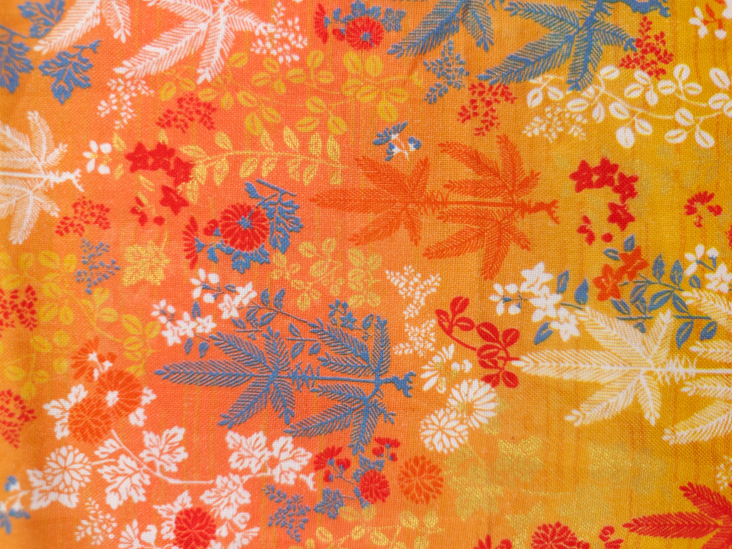 Orange Sunset Hemp Leaf 100% Cotton - 1.60m Piece