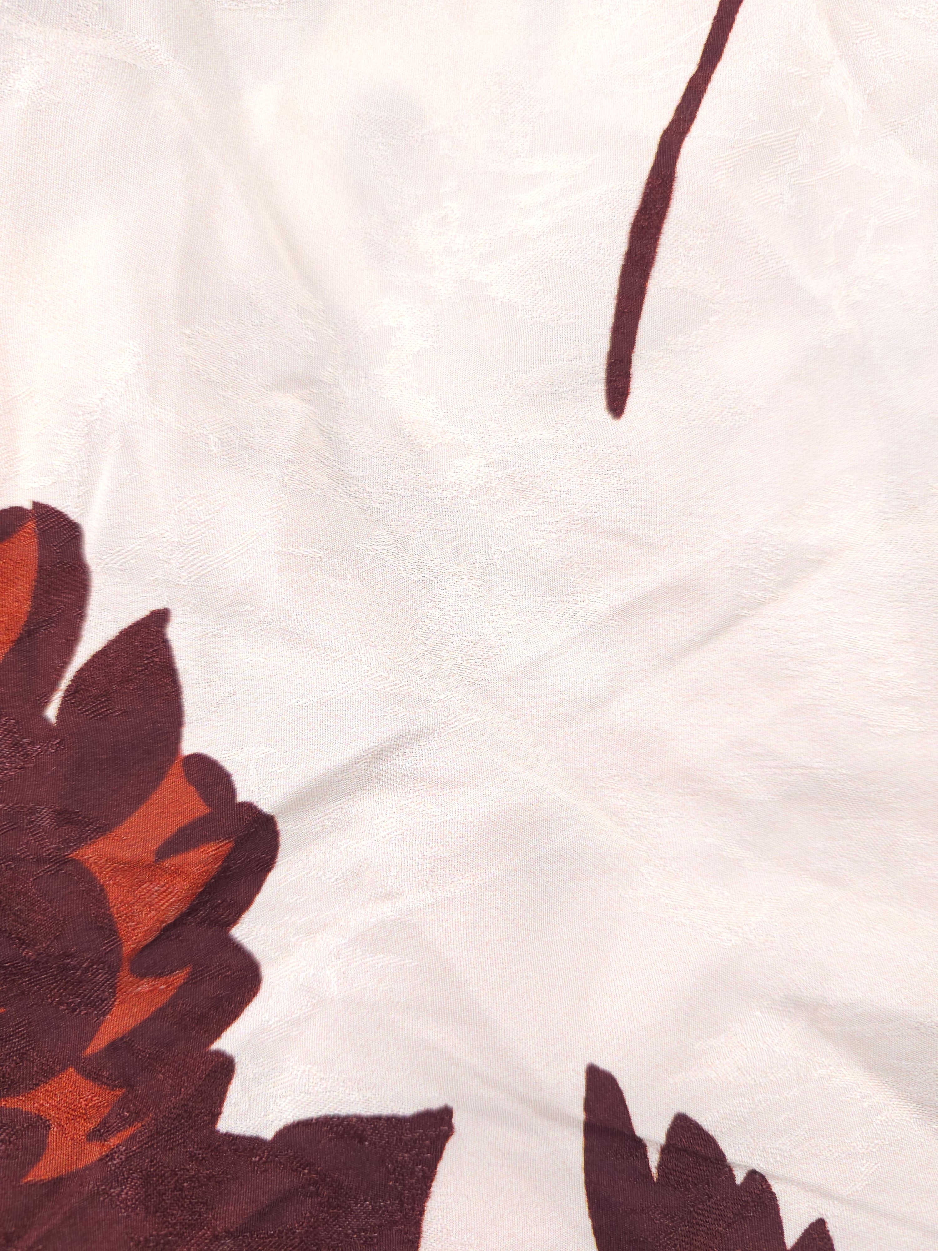 Large brown pink floral Viscose sateen- 1.4m piece