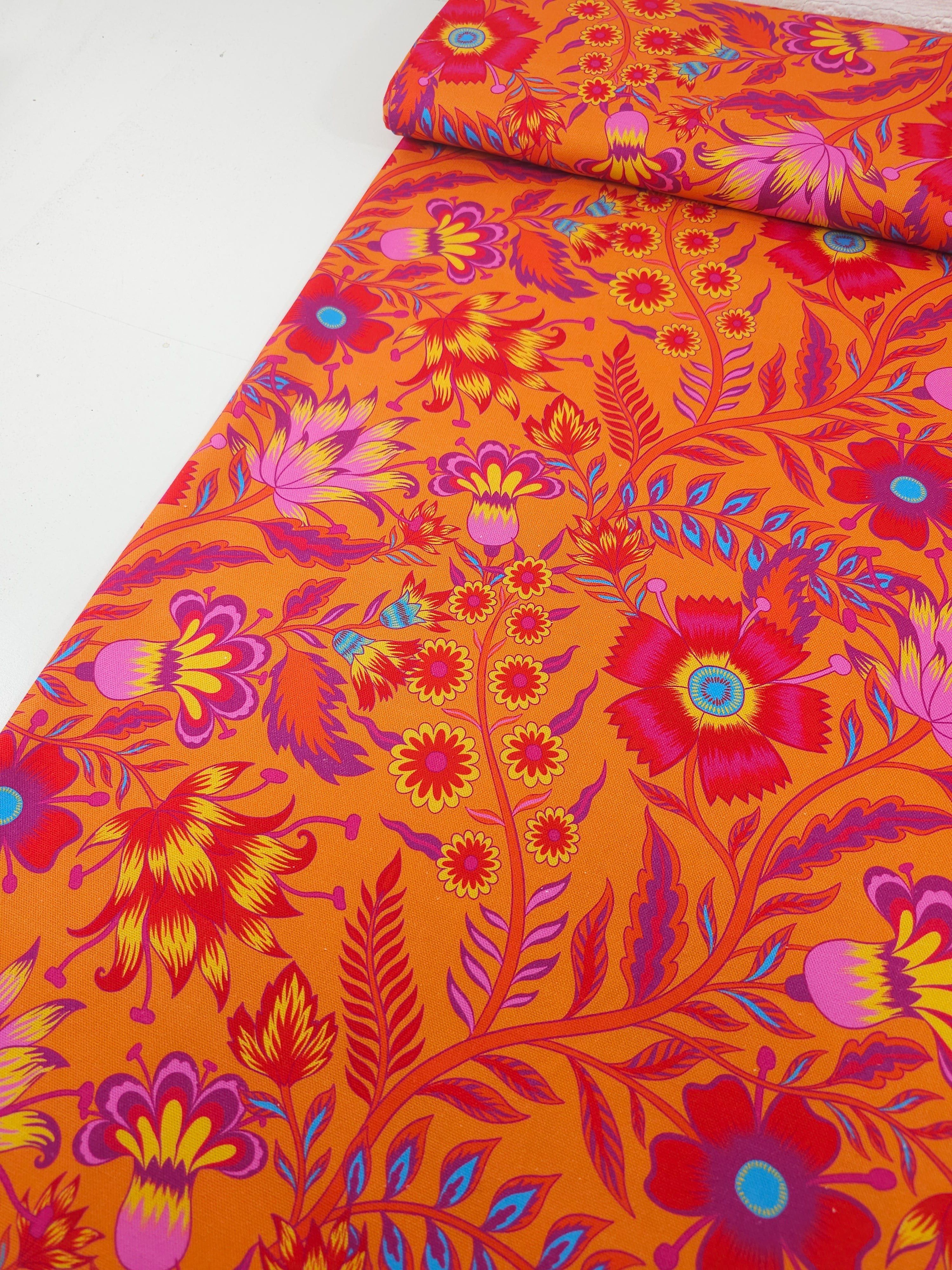 Orange/Pink Floral Fiesta Canvas Cotton