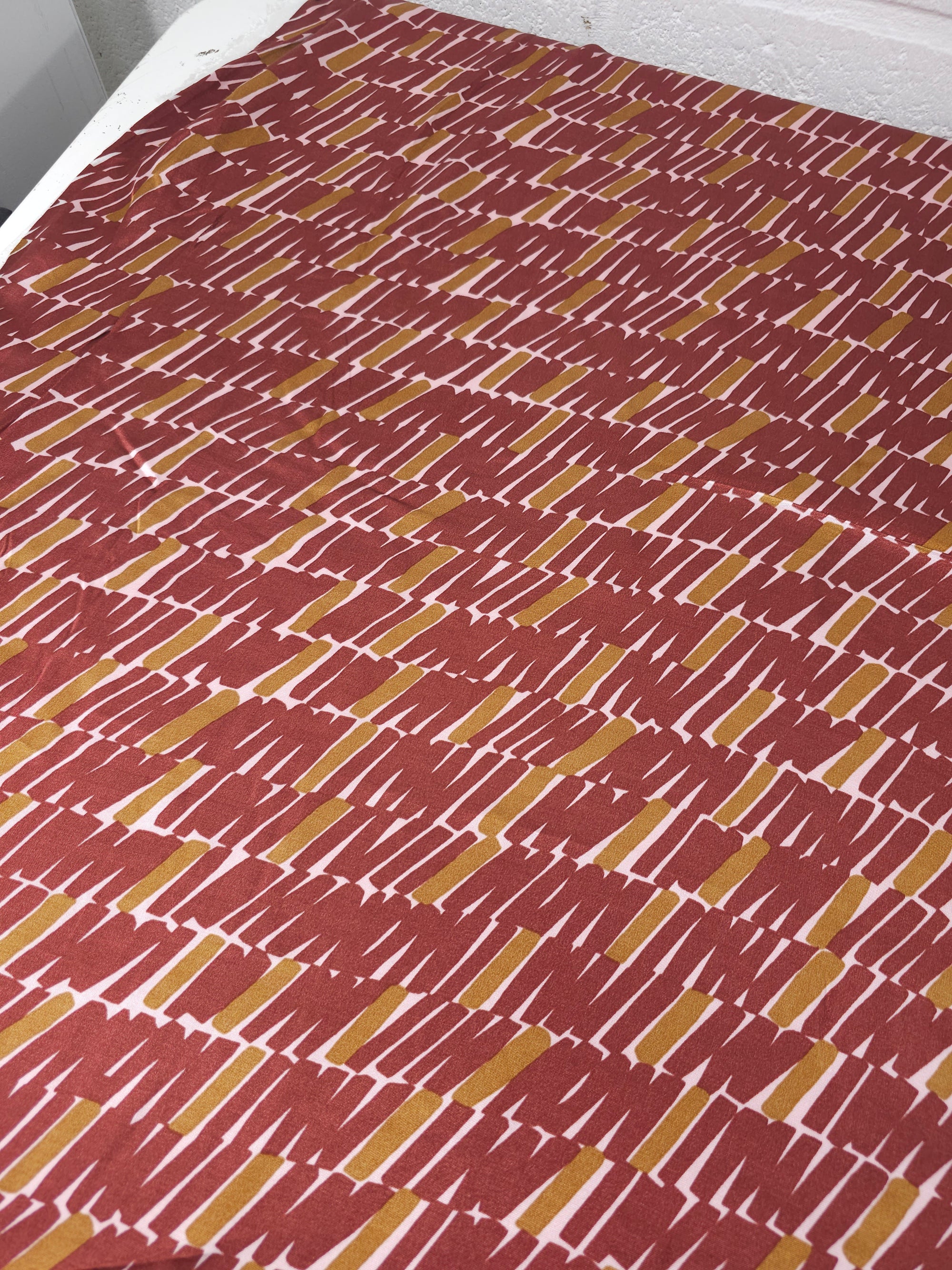 Burgundy/Bronze Slanted Track Viscose Satin