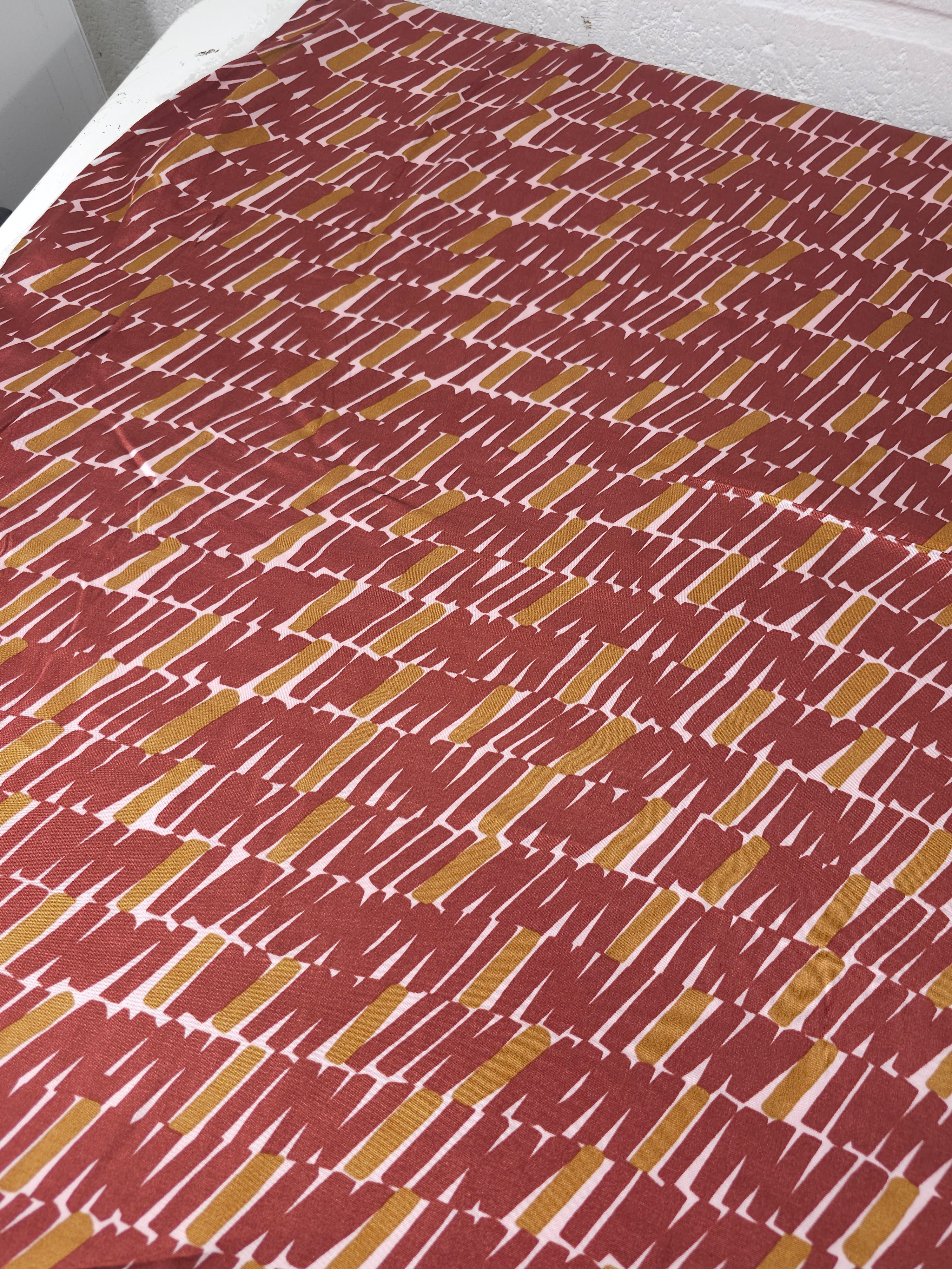 Burgundy/Bronze Slanted Track Viscose Satin