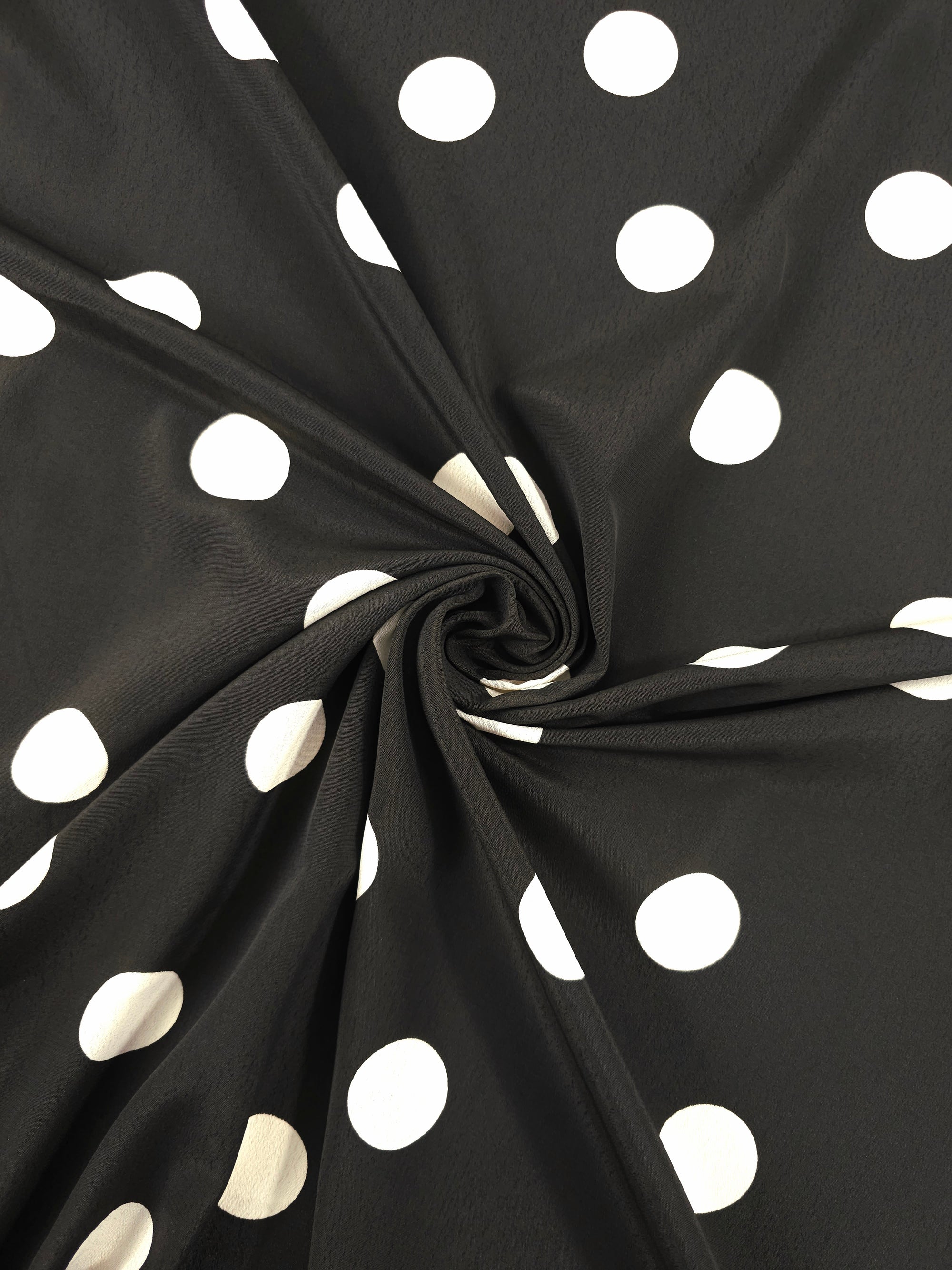 Cool Bark Brown/Cream Polka Spot Poly Crepe