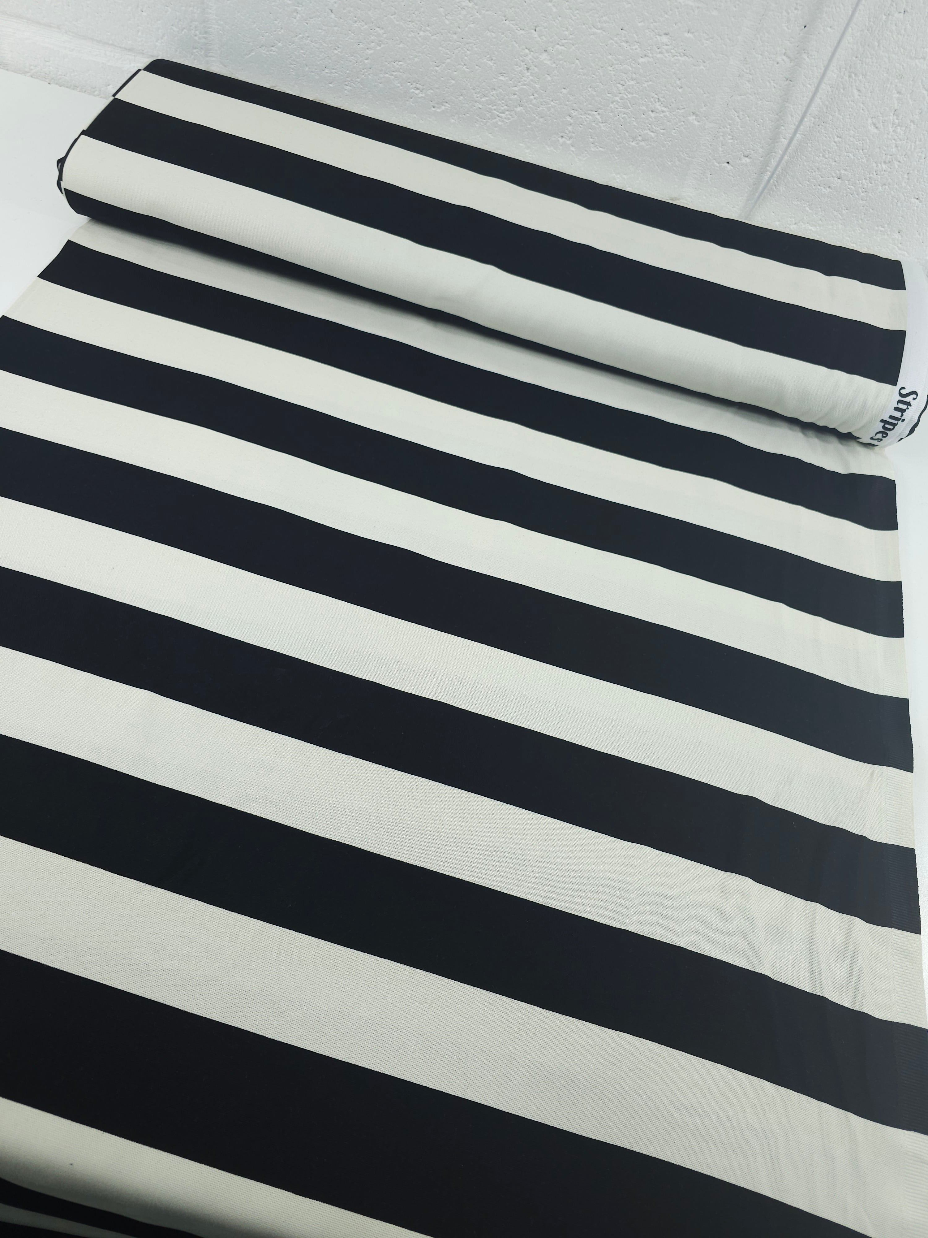Black/Ivory Block Stripe Lightweight Canvas Cotton