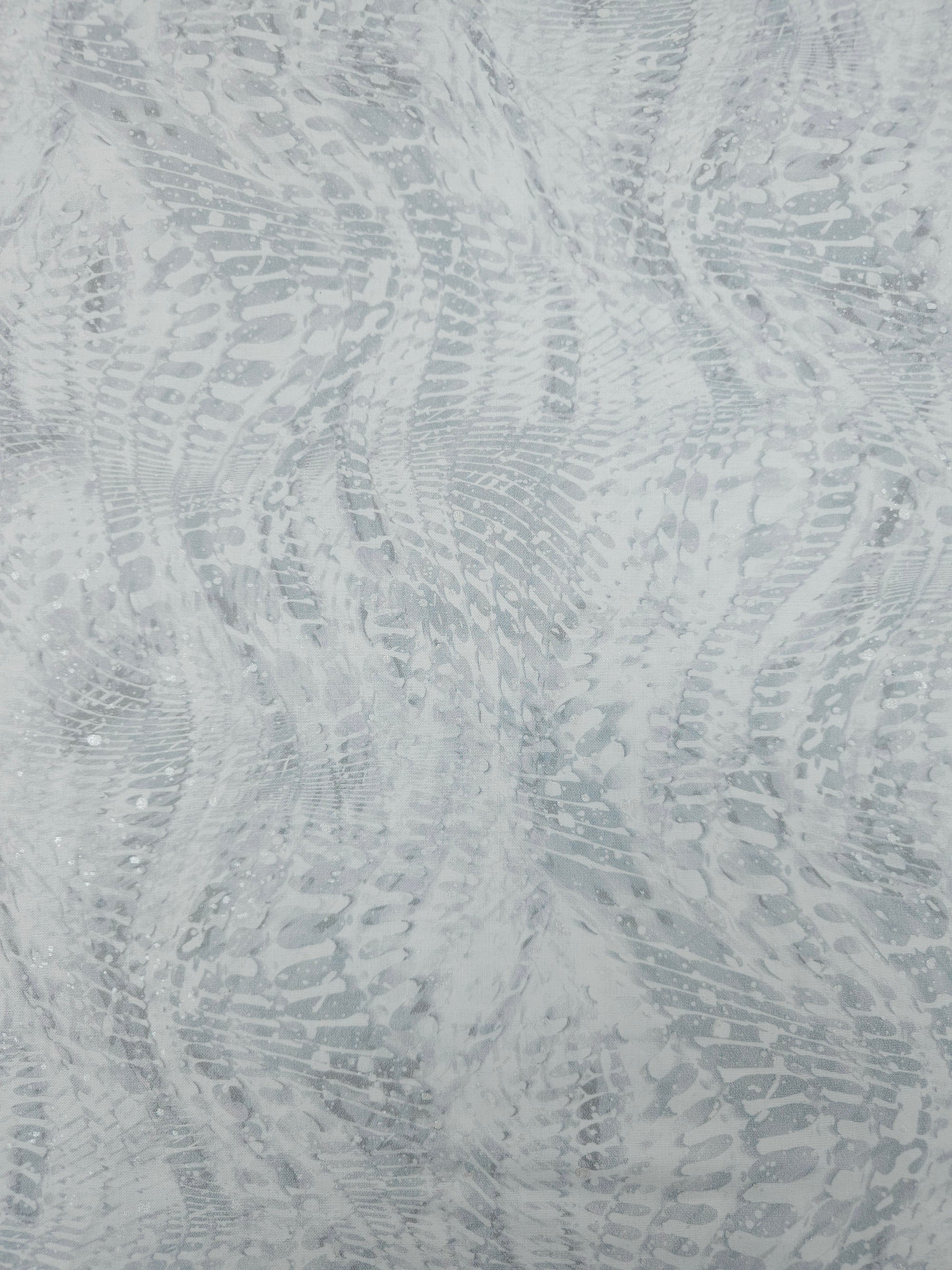 White/Grey Silver Speckle Snakeskin Wonder 100% Cotton - Benartex