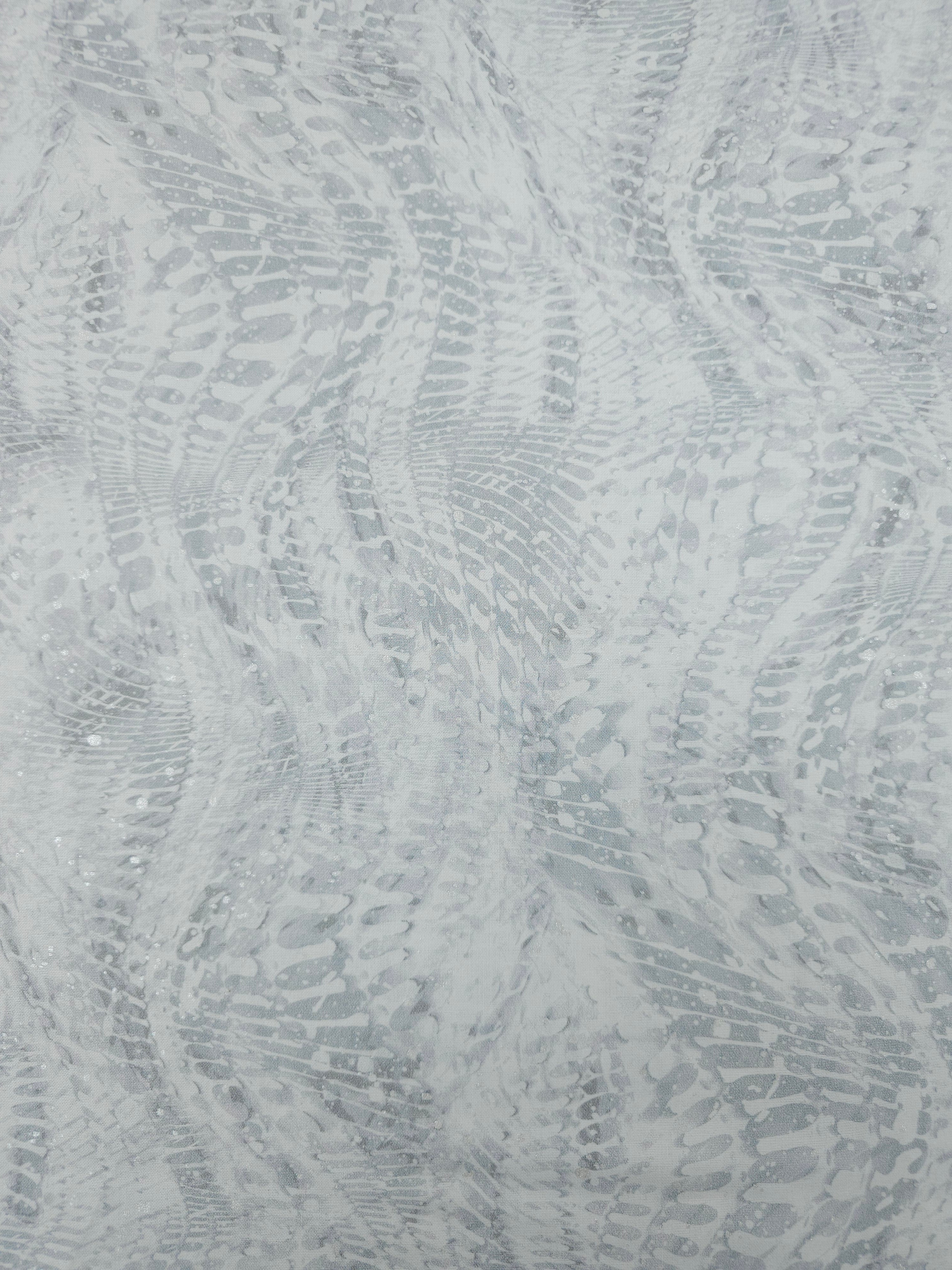 White/Grey Silver Speckle Snakeskin Wonder 100% Cotton - Benartex