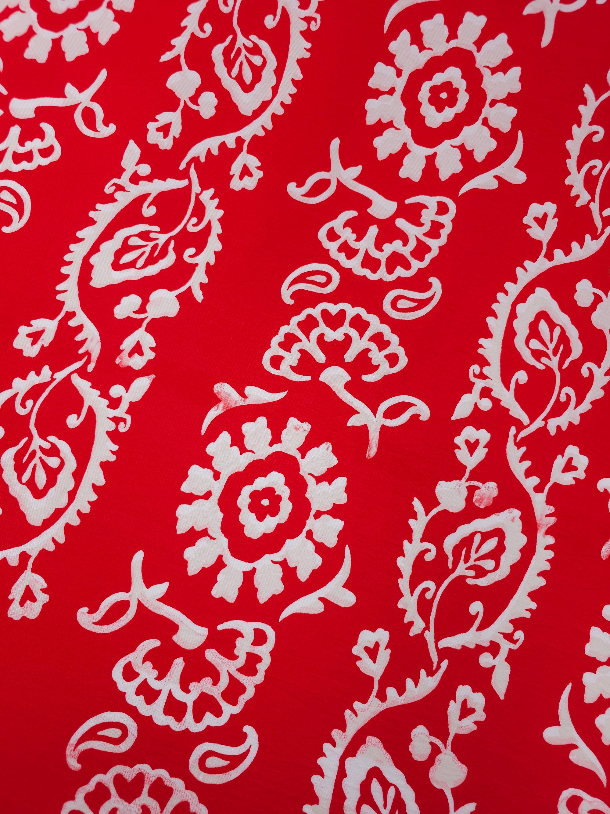 Red/White Damask Stripe Viscose Modal *DEFECT*