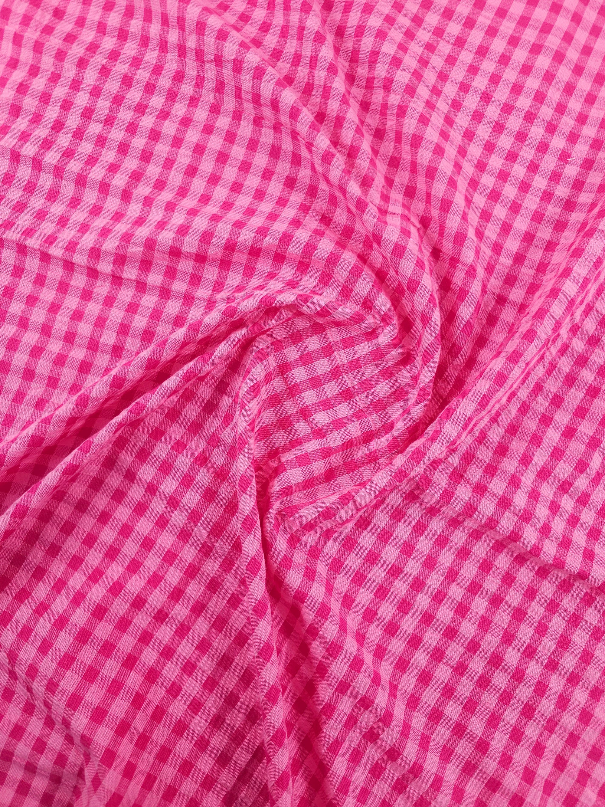Hot Pink/Fuchsia Small Gingham Cotton SeerSucker *PRE-ORDER*