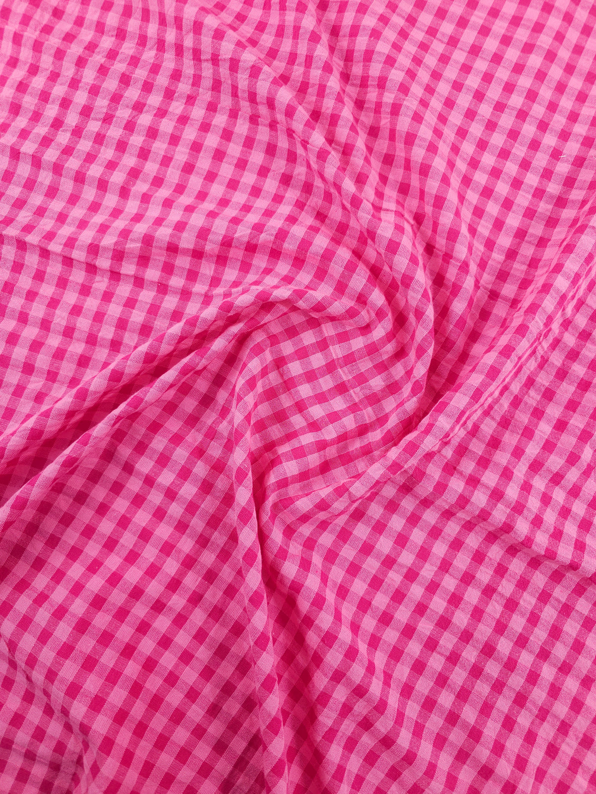 Hot Pink/Fuchsia Small Gingham Cotton SeerSucker *PRE-ORDER*