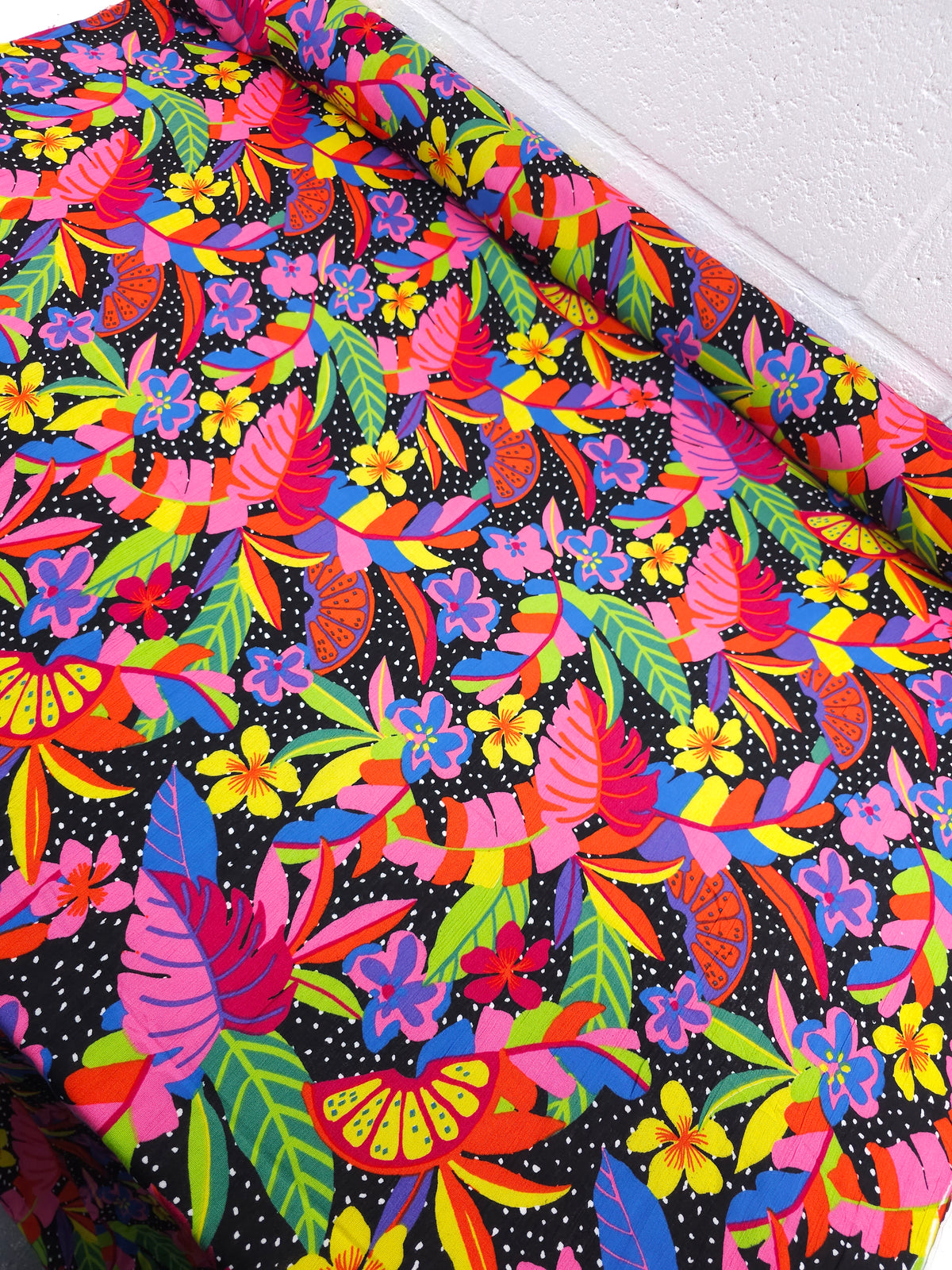 Vibrant Floral Fiesta Crinkle Viscose