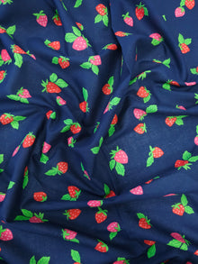  Navy Strawberry Cotton Voile