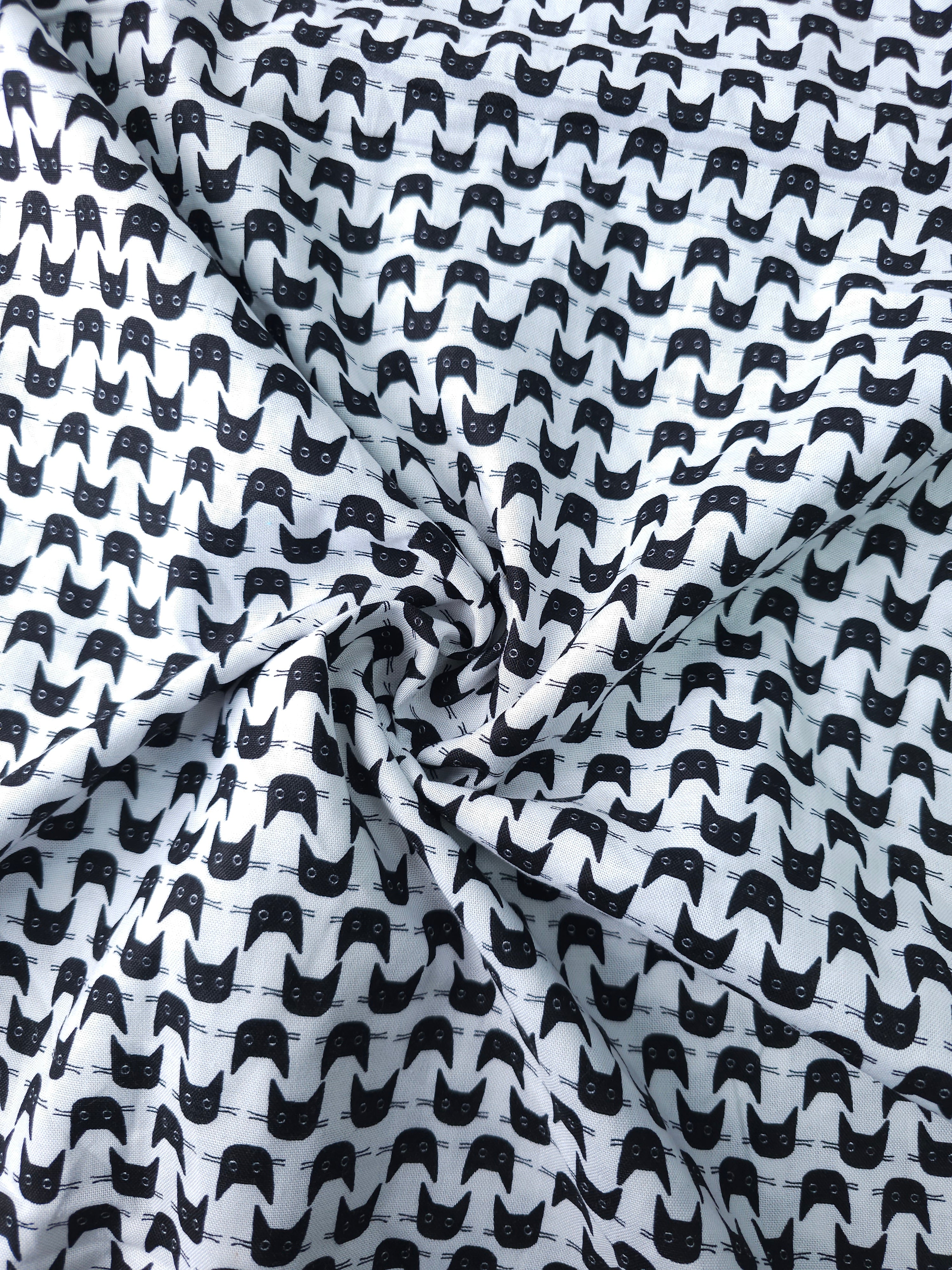 Black/White Mini Creepin' Cat Cotton