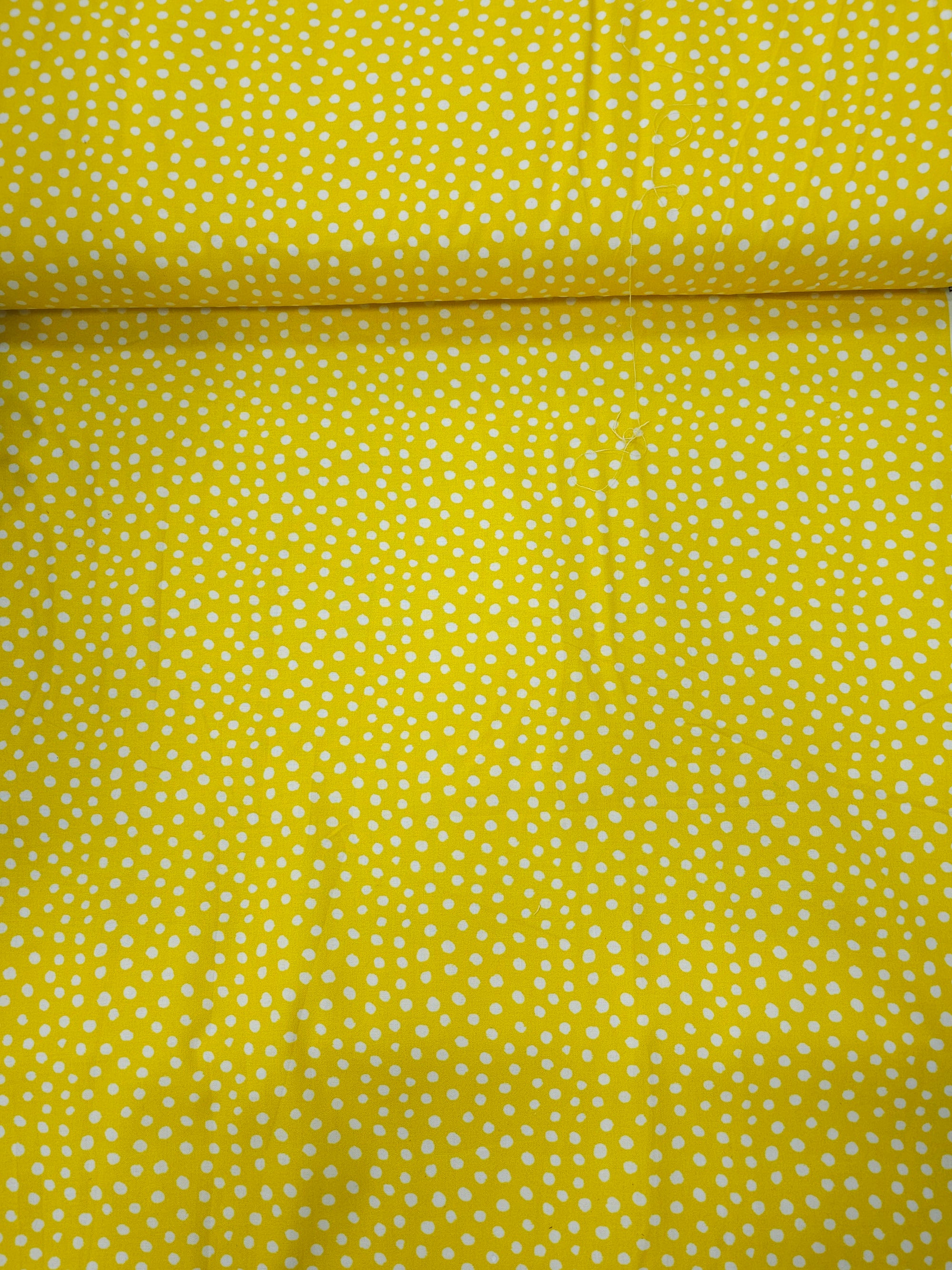 Yellow Irregular Polka 100% Cotton