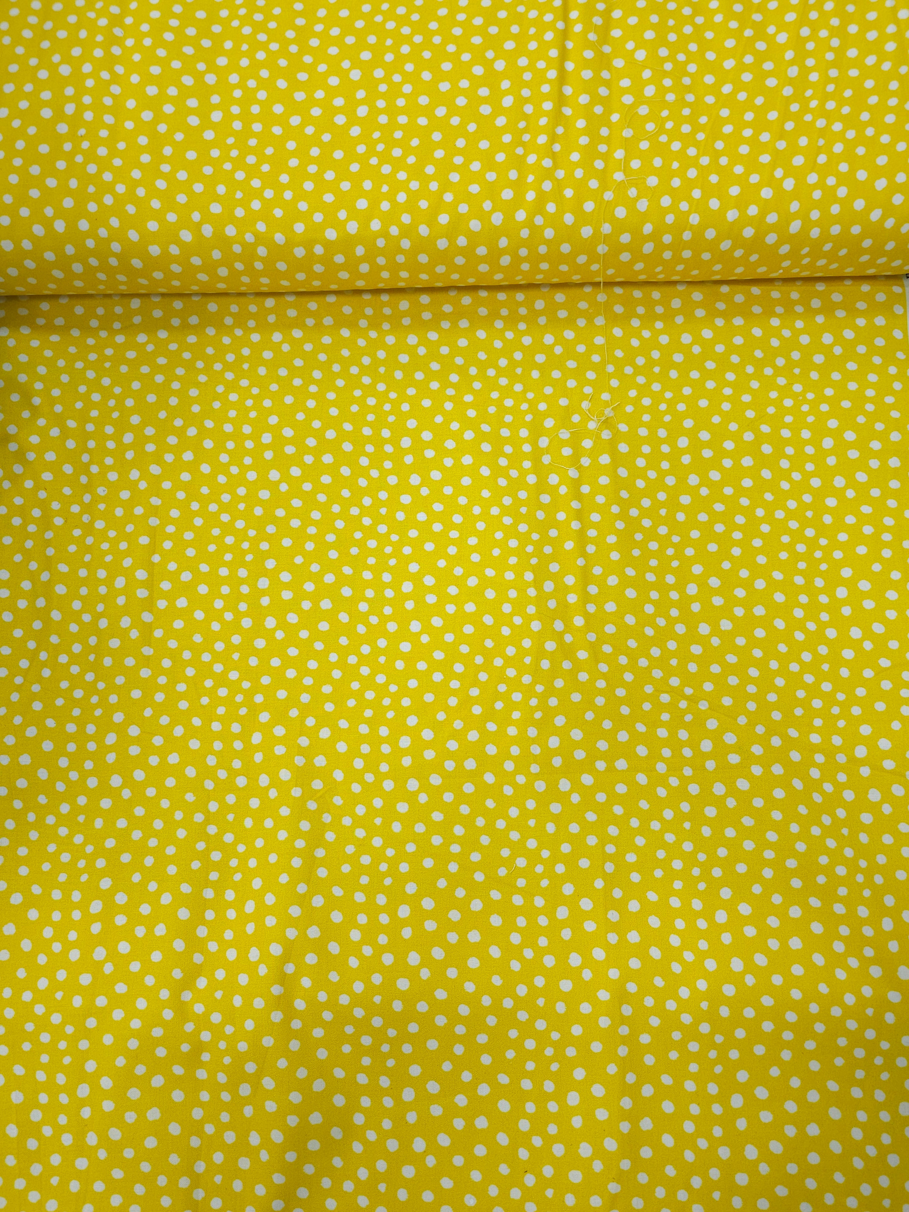Yellow Irregular Polka 100% Cotton