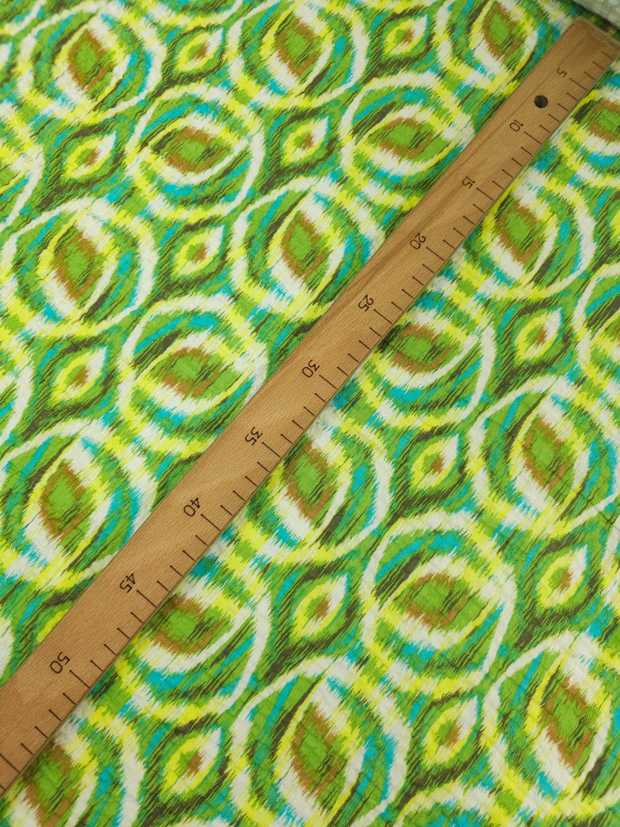 Green Abstract Blur Circle Crinkle Double Gauze