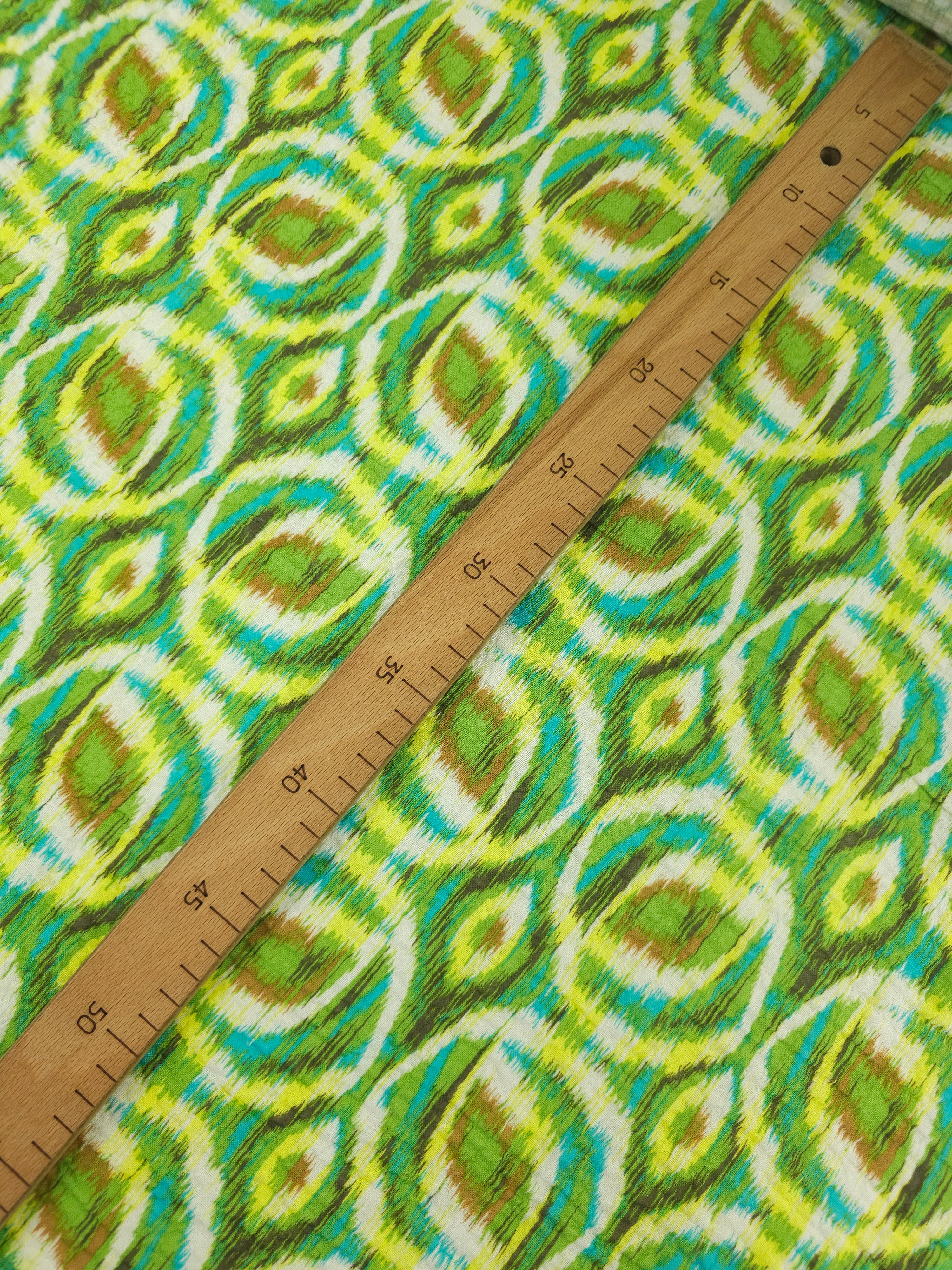 Green Abstract Blur Circle Crinkle Double Gauze