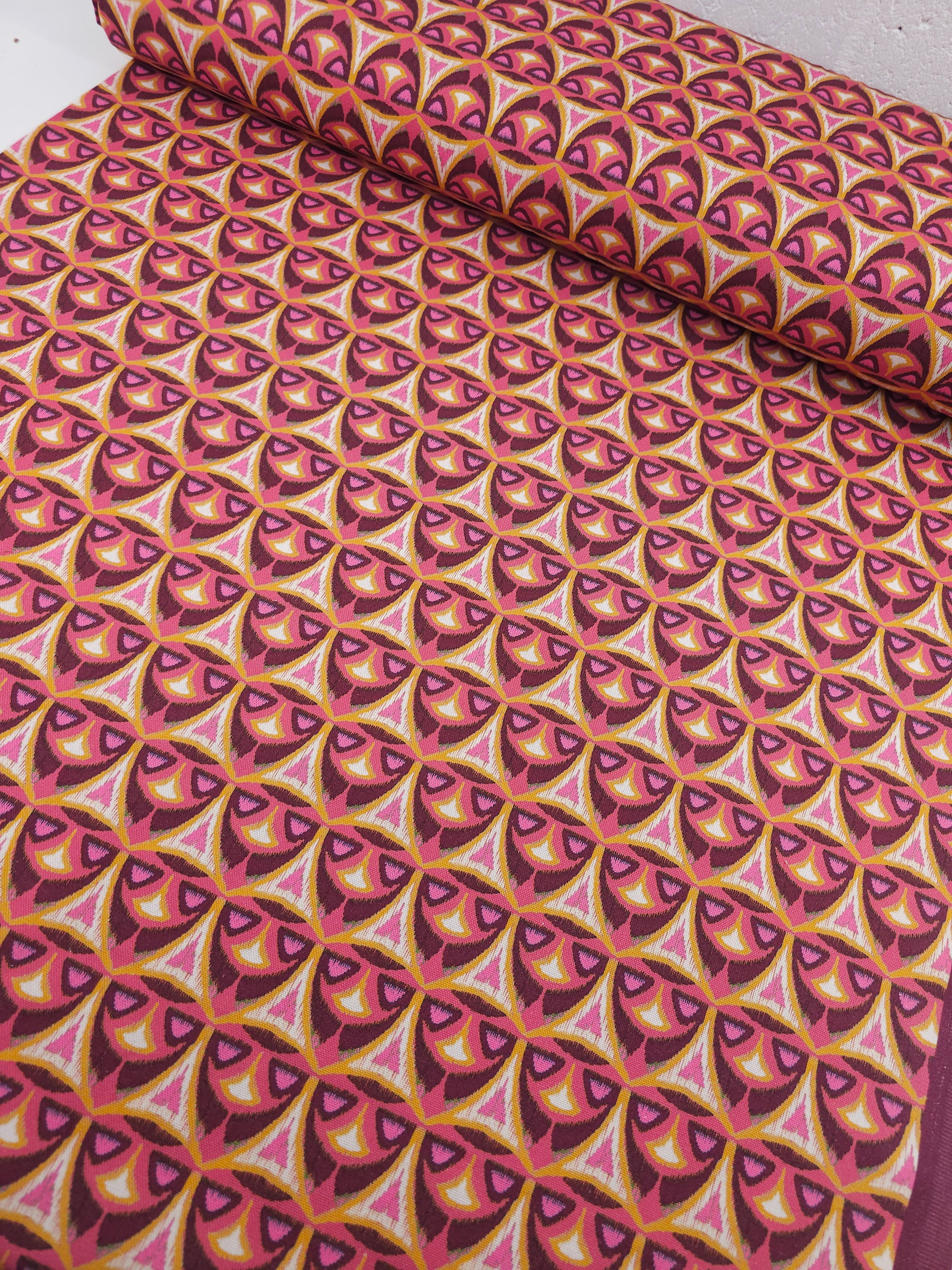 Grape/Orange Abstract Motif Badge Lightweight Canvas Cotton