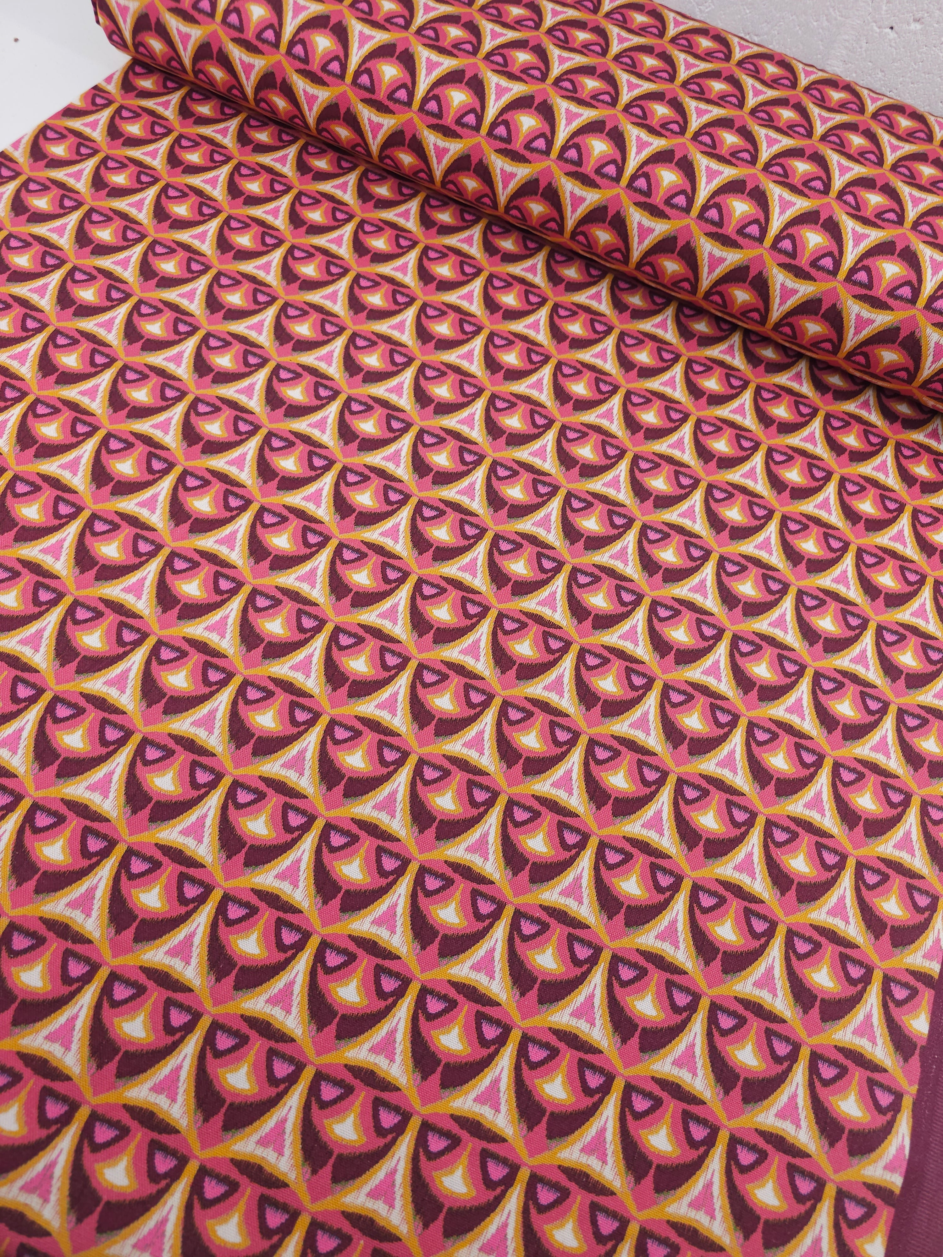 Grape/Orange Abstract Motif Badge Lightweight Canvas Cotton