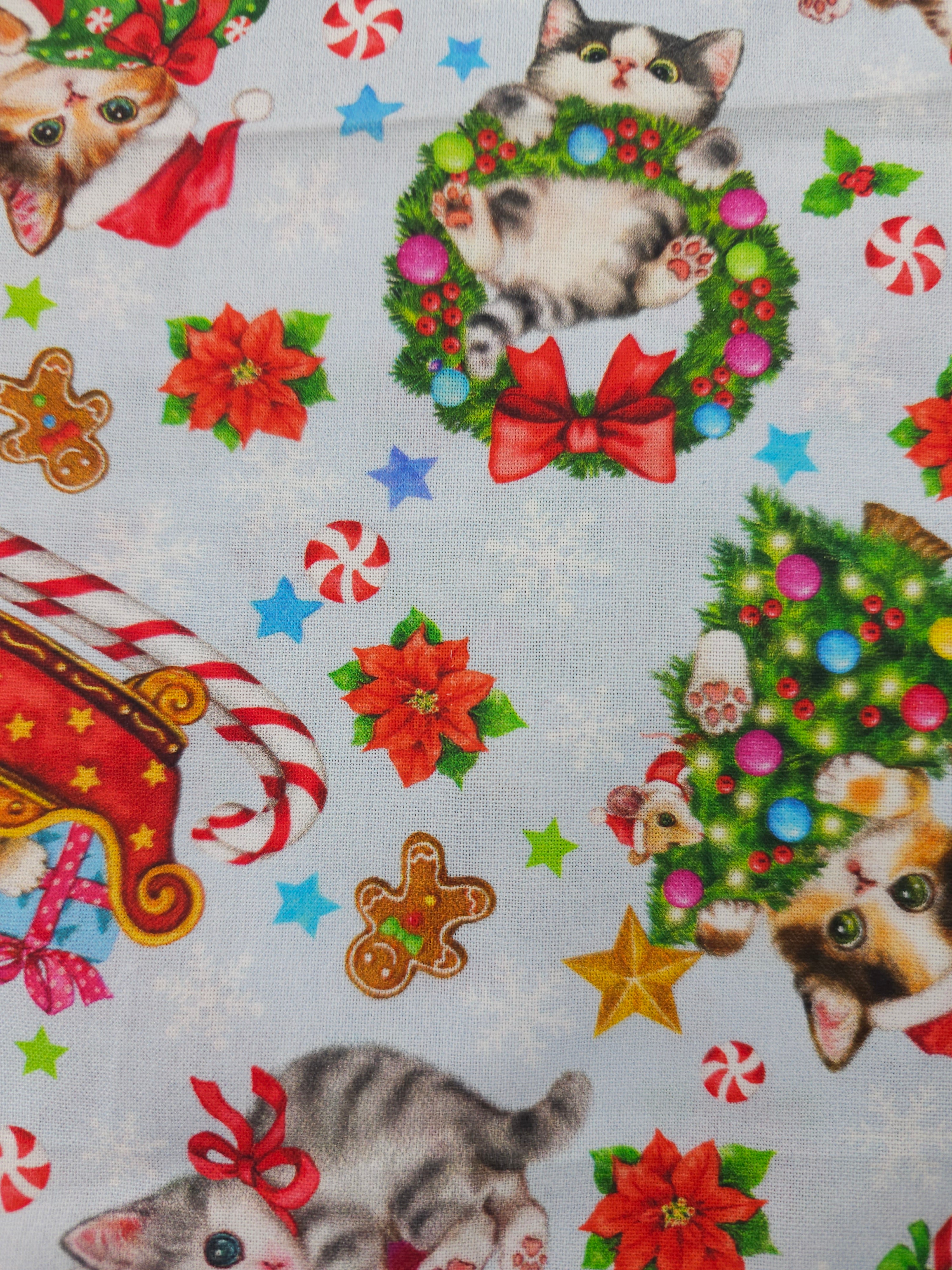 Christmas cats Cotton- 2m piece