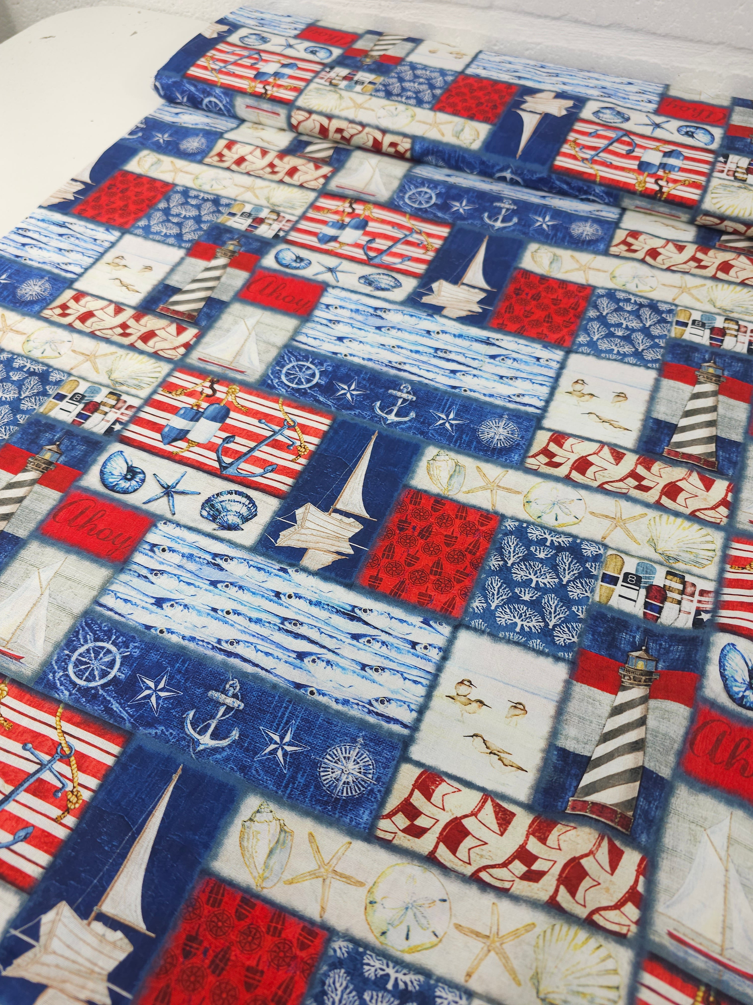 Nautical Shoreline Frames 100% Cotton - Robert Kaufman
