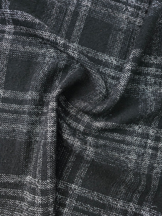 Black/White Tartan Lightweight Wool Mix