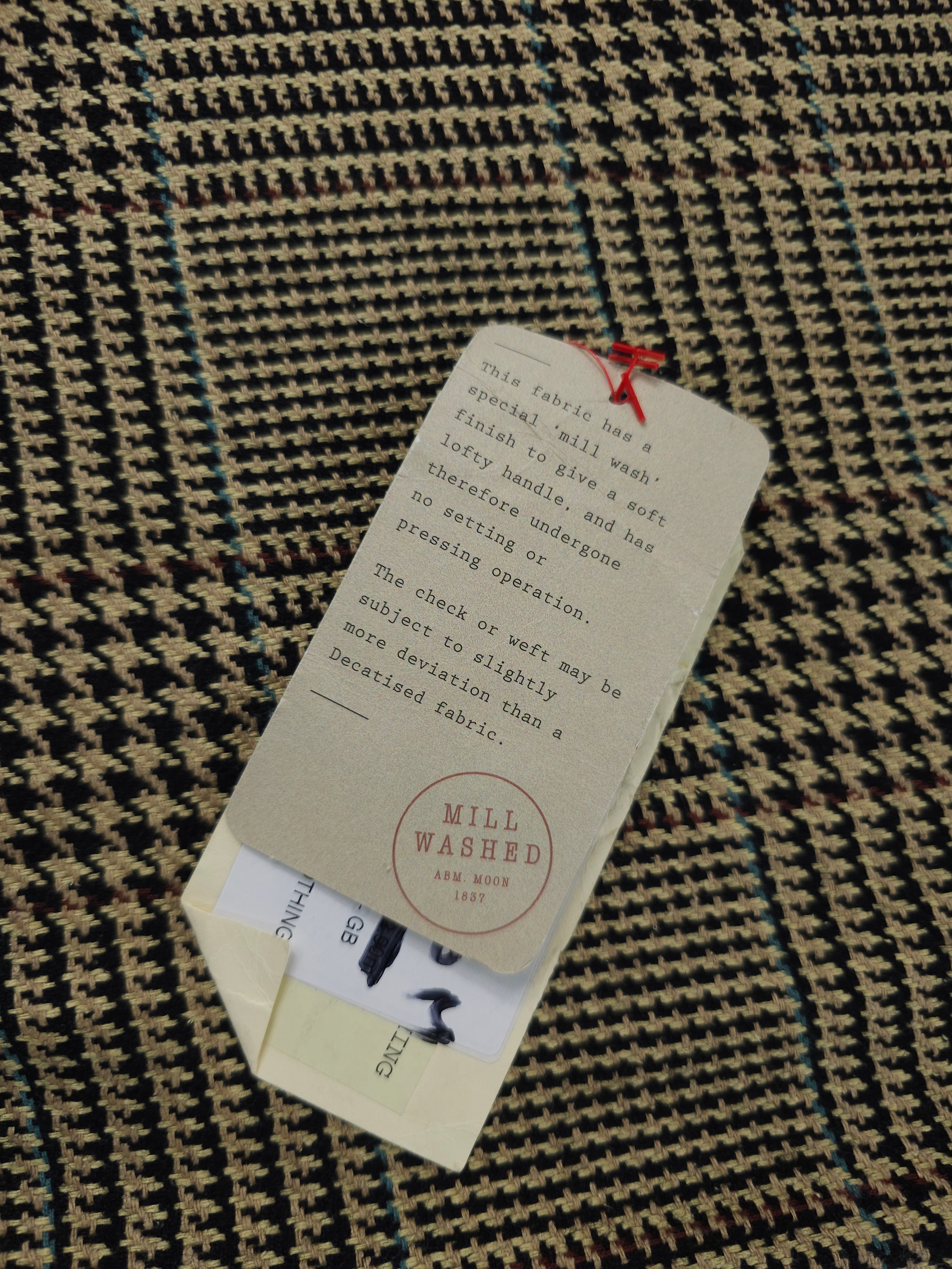 Sand Dogtooth Tartan Check Soft 100% Wool *ABRAHAM MOON*