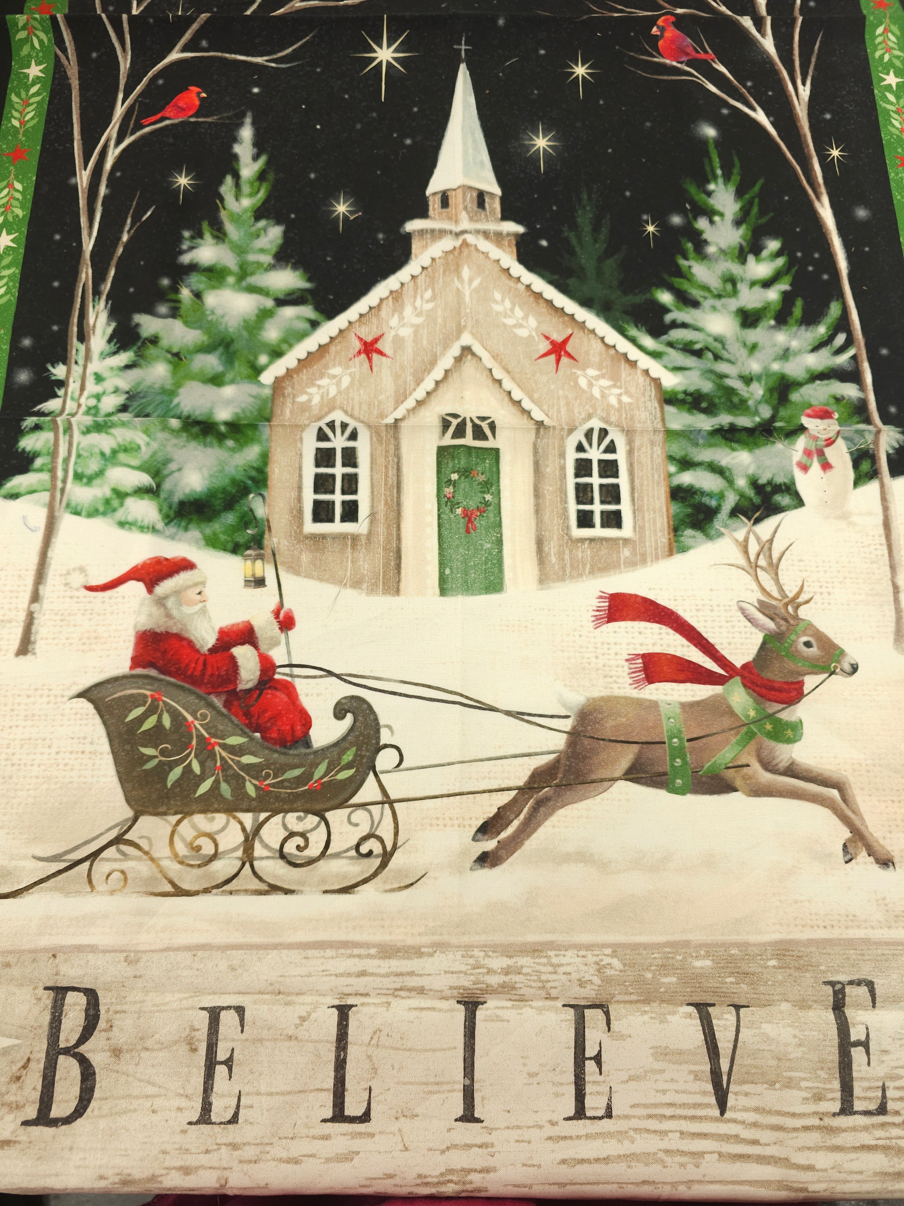 Santa believe Cotton panel- 0.6m piece
