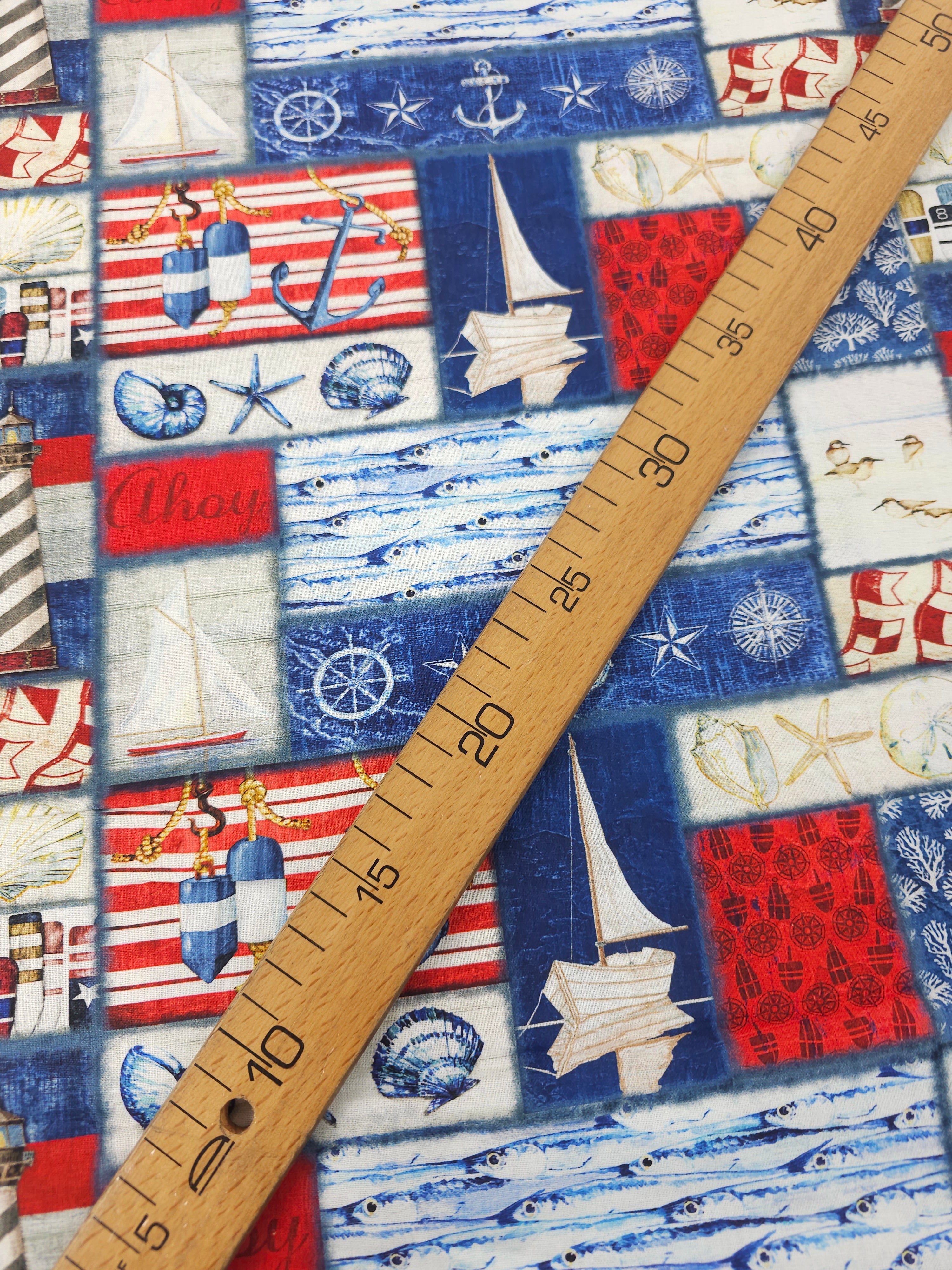 Nautical Shoreline Frames 100% Cotton - Robert Kaufman