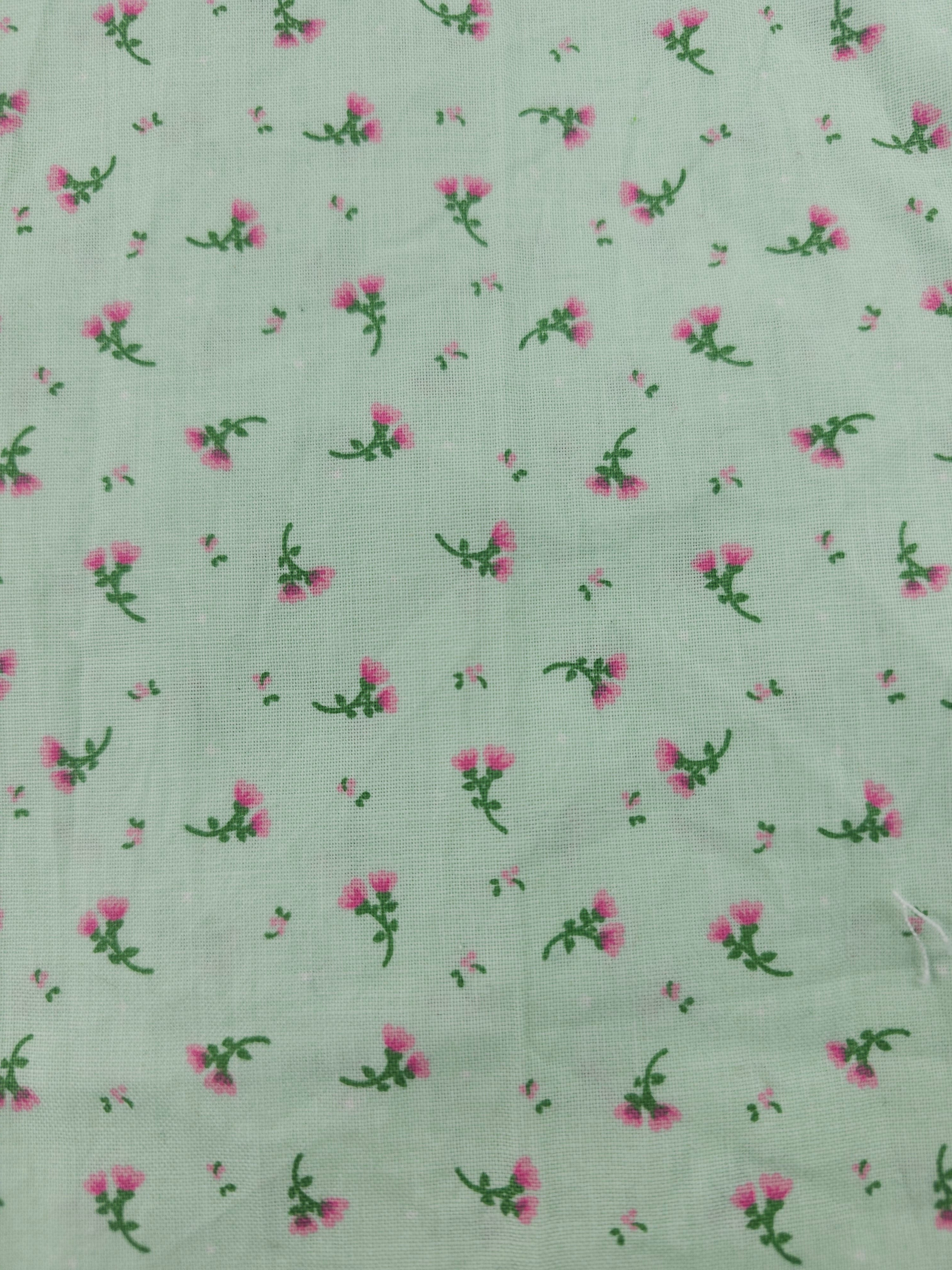 Mint dainty flower Cotton- 1.2m piece