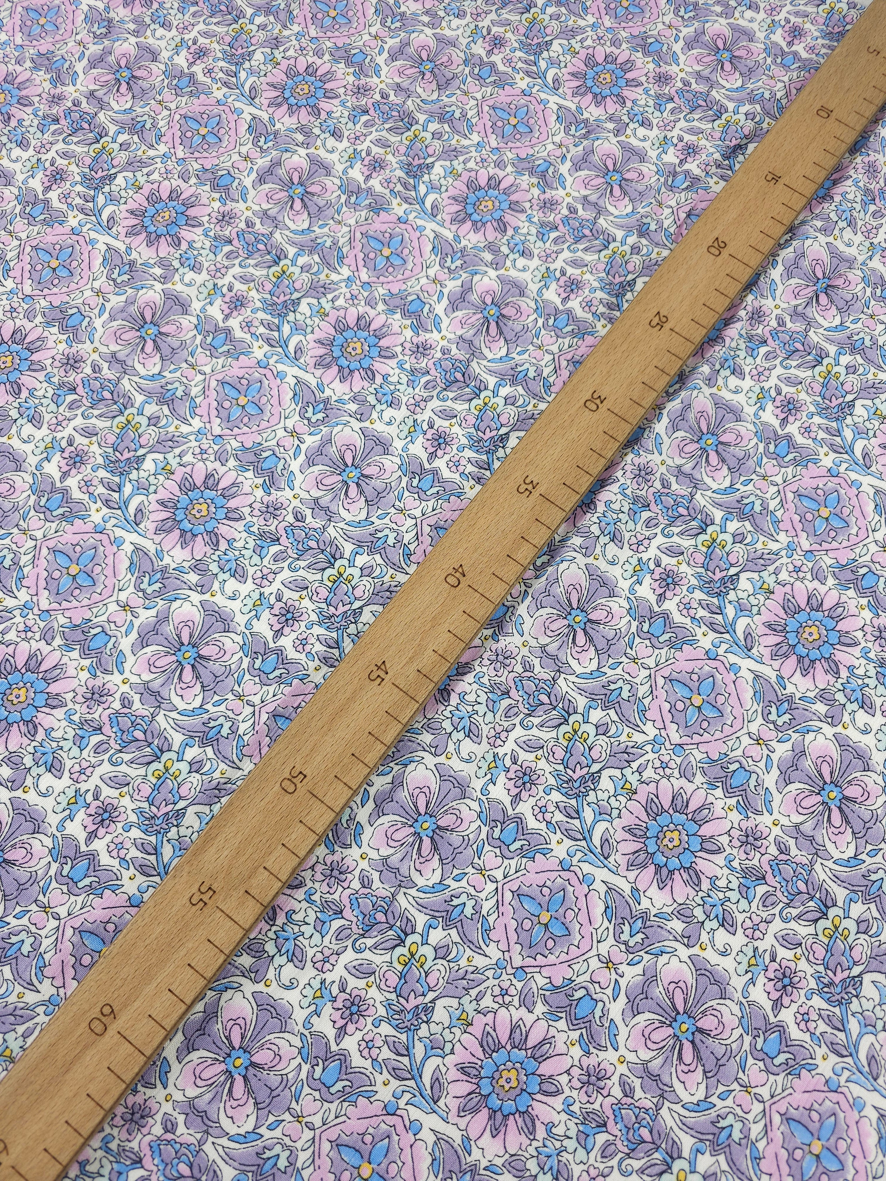 Lavender/Pink Geometric Floral Bloom Crinkle Viscose