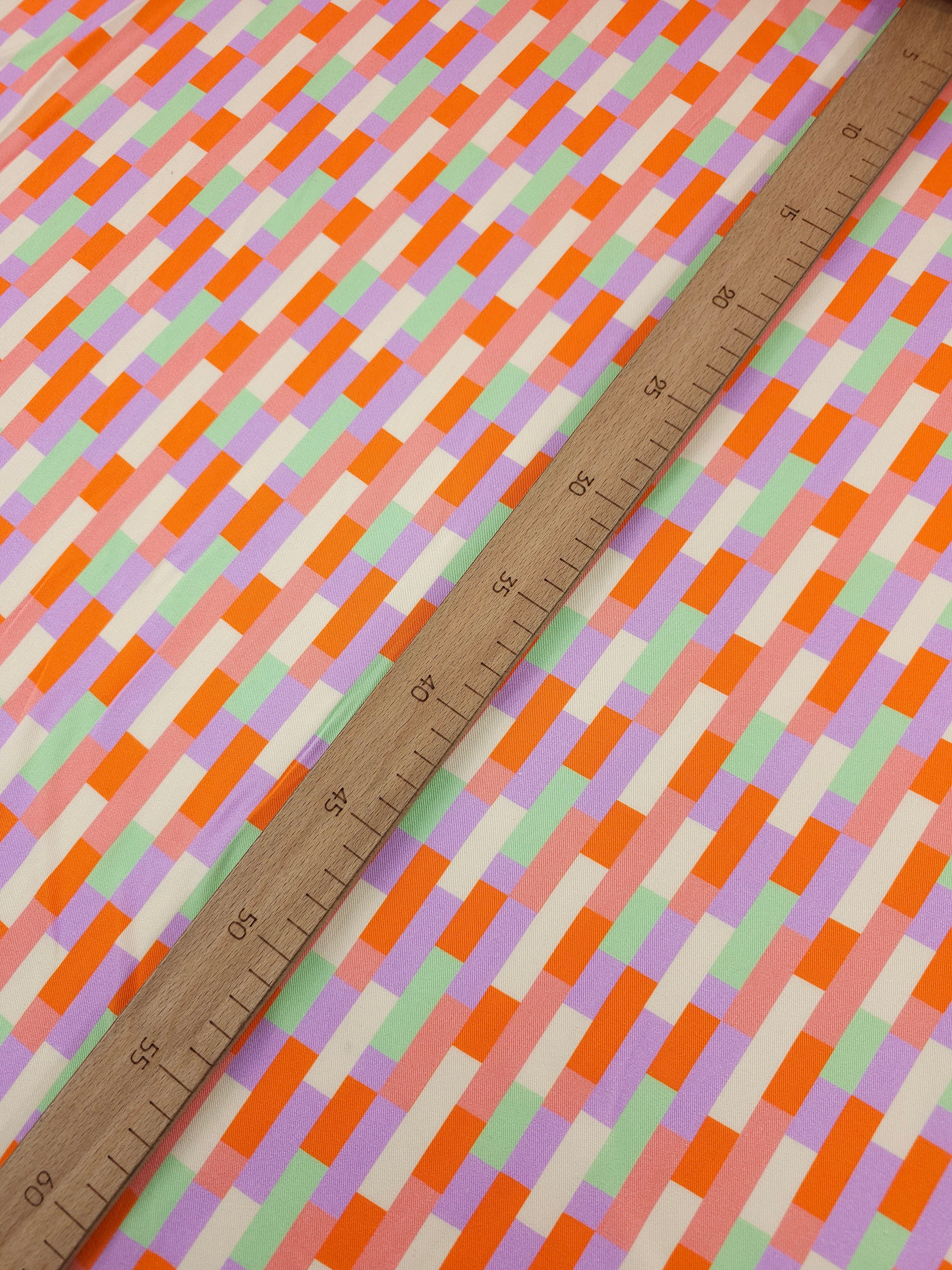 Pastel Geometric Step Viscose Challis