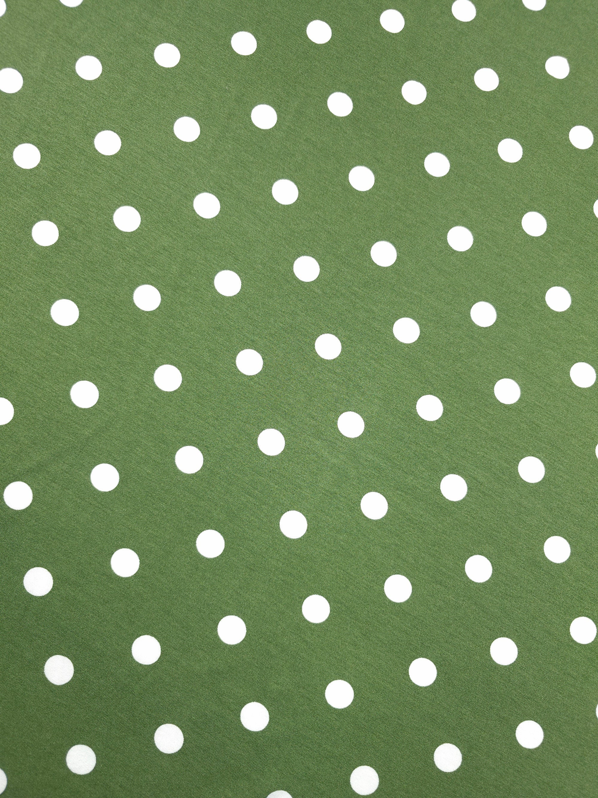 Warm Green Polka Spot Viscose Jersey