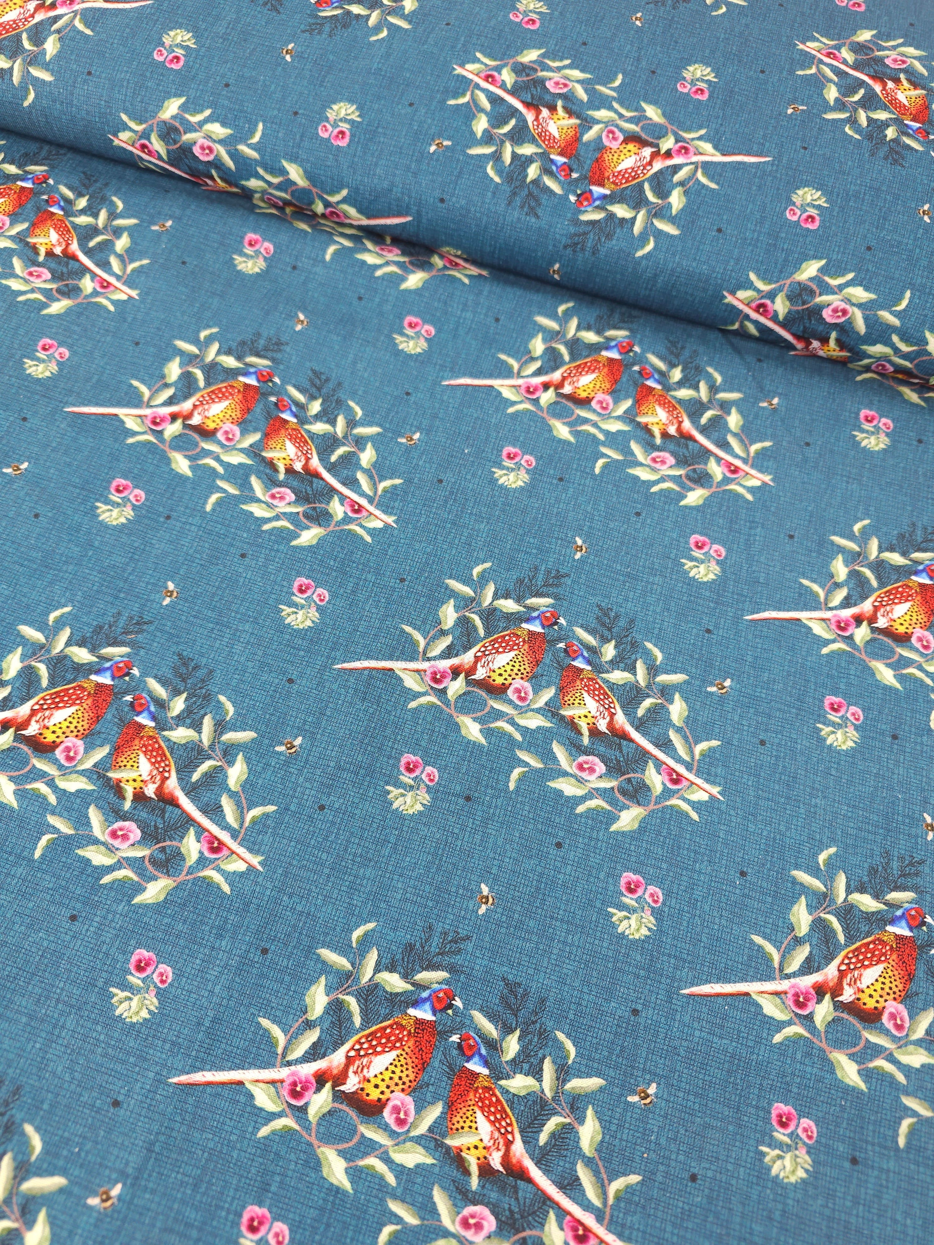 Blue Partridge Bird 100% Cotton
