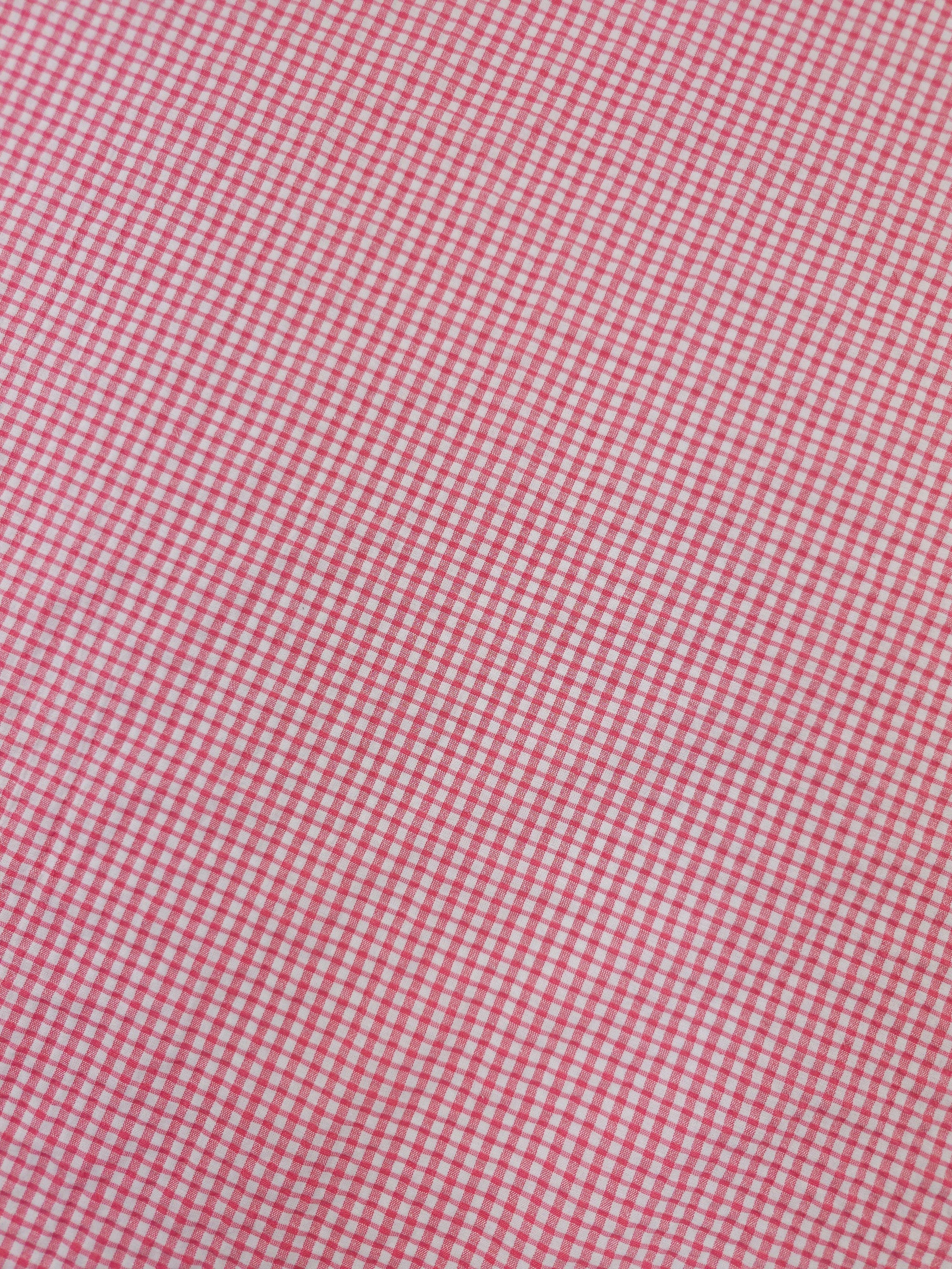 Candy Pink Mini Gingham Crinkle Poly Cotton
