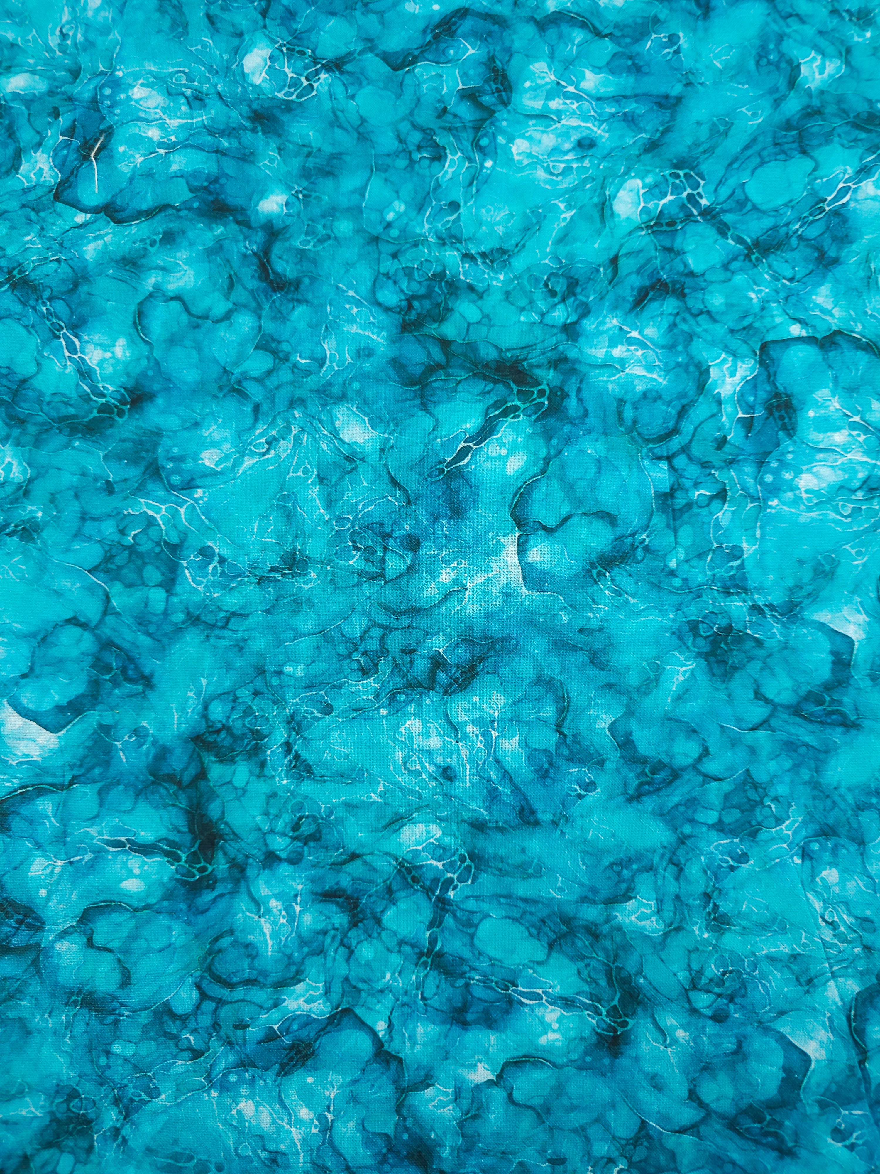 Turquoise Crystal Waters 100% Cotton