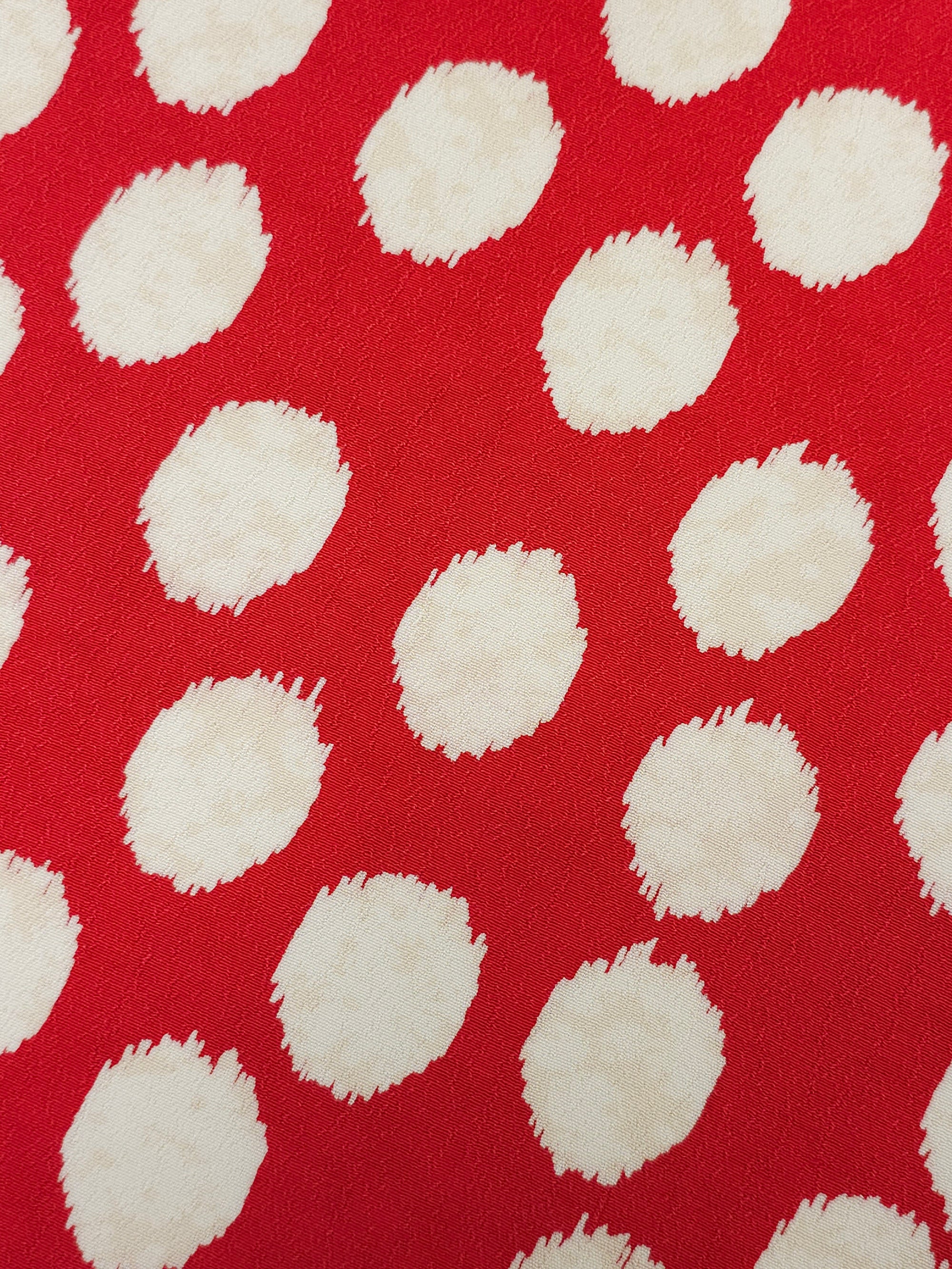 Red Big Polka Spot Viscose Crepe